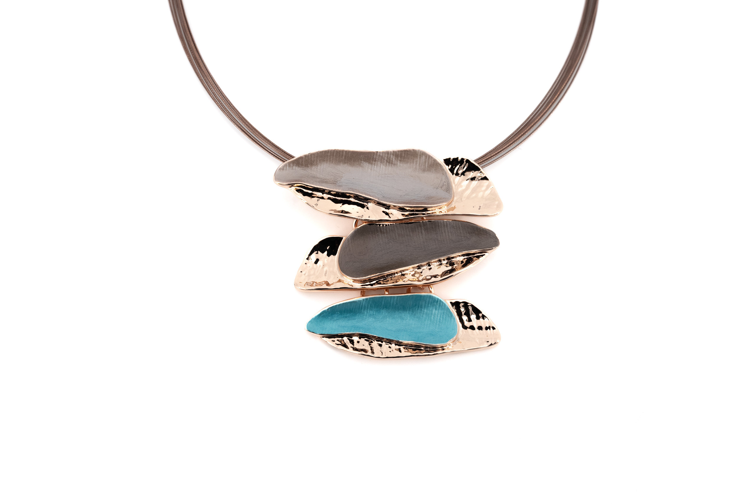 Collana fili acciaio corta zama sei barrette sovrapposte