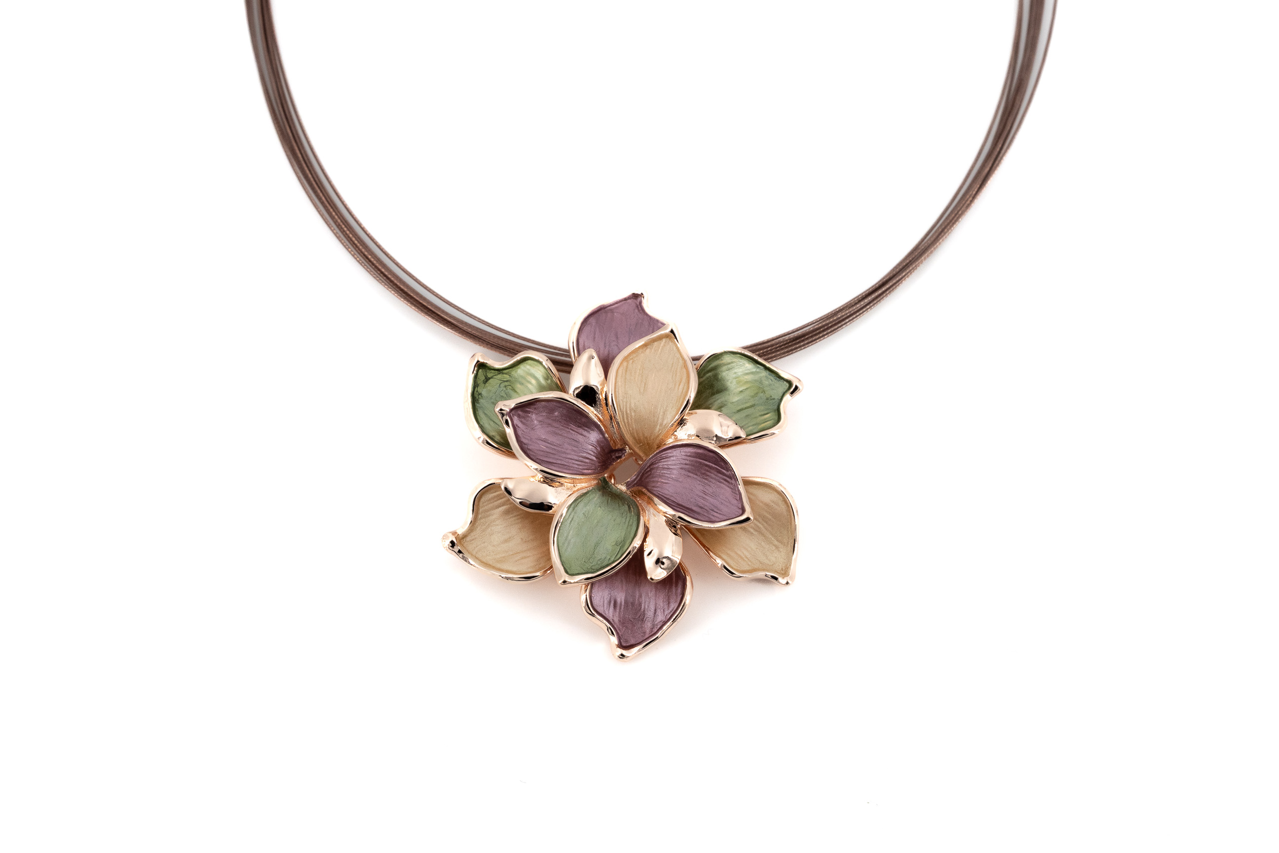 Collana fili acciaio corta zama fiore