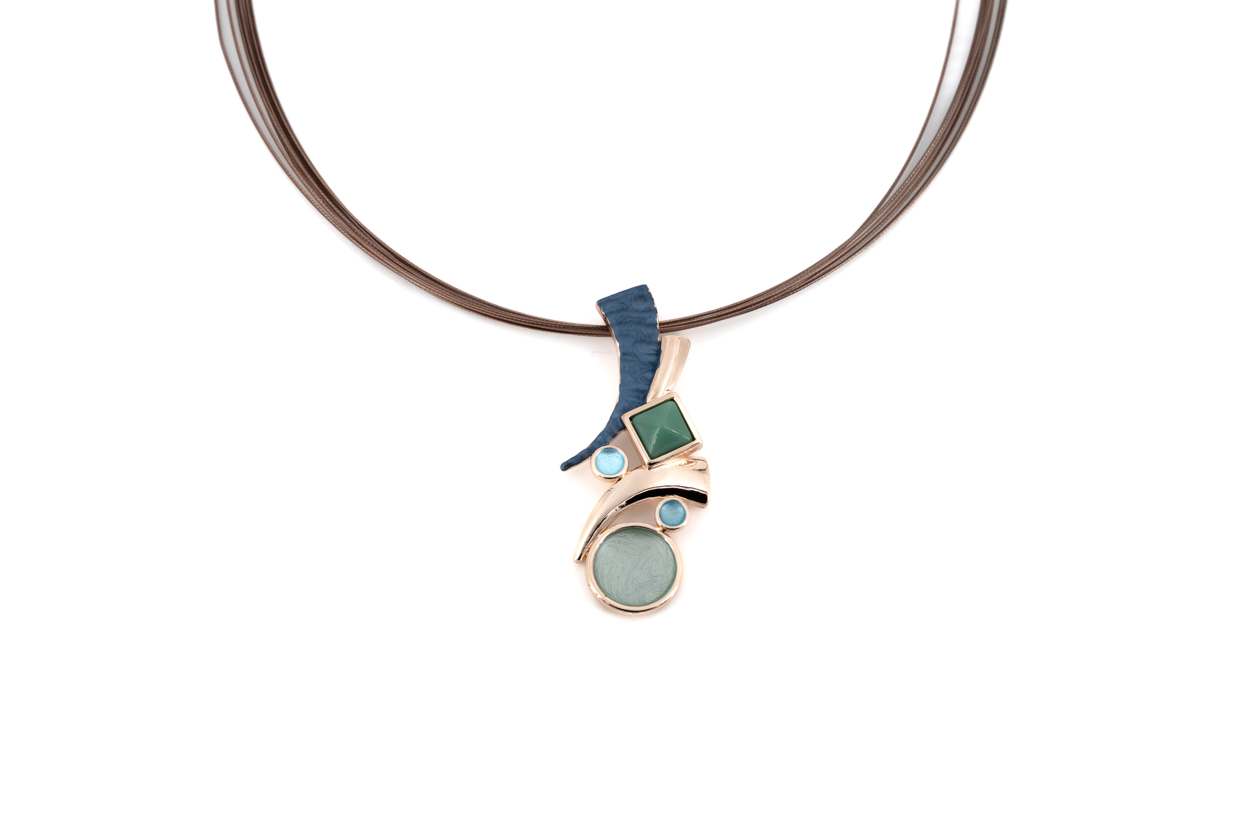 Collana fili acciaio corta zama due virgole con formine