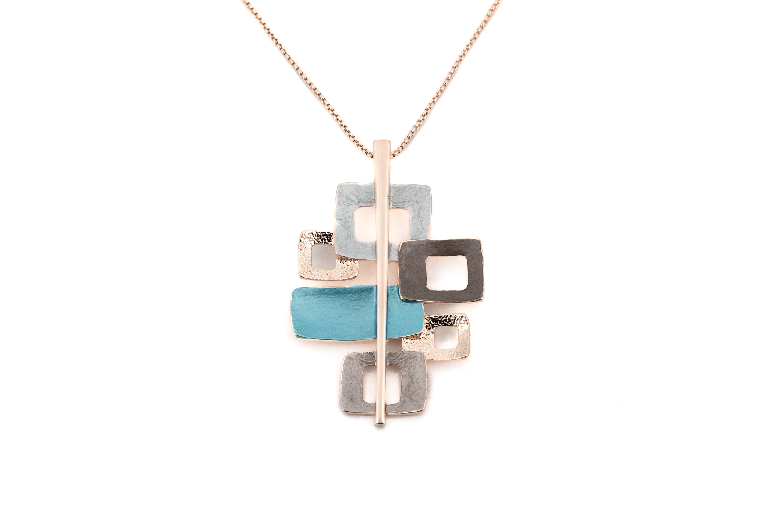 Collana catena lunga zama sei rettangoli