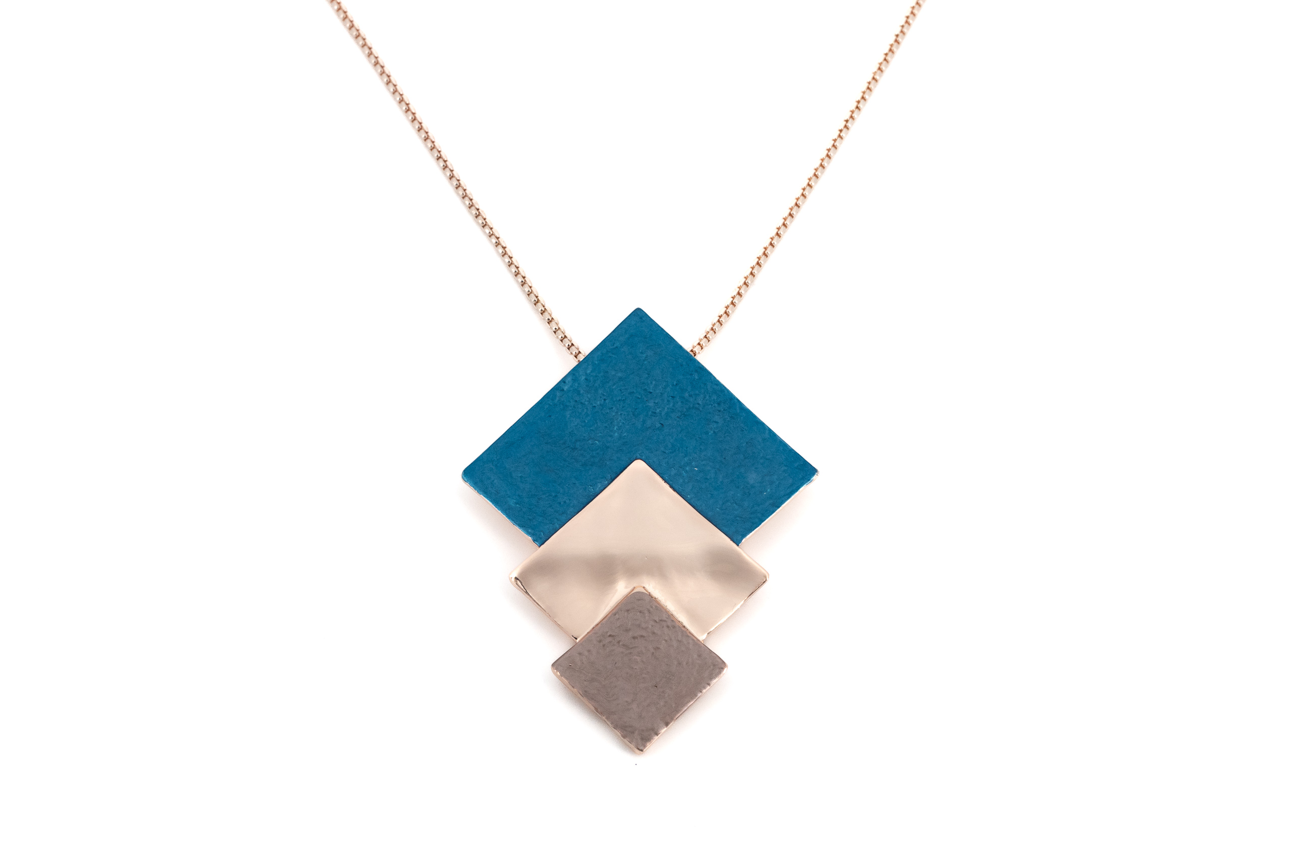 Collana catena lunga zama tre rombi sovrapposti