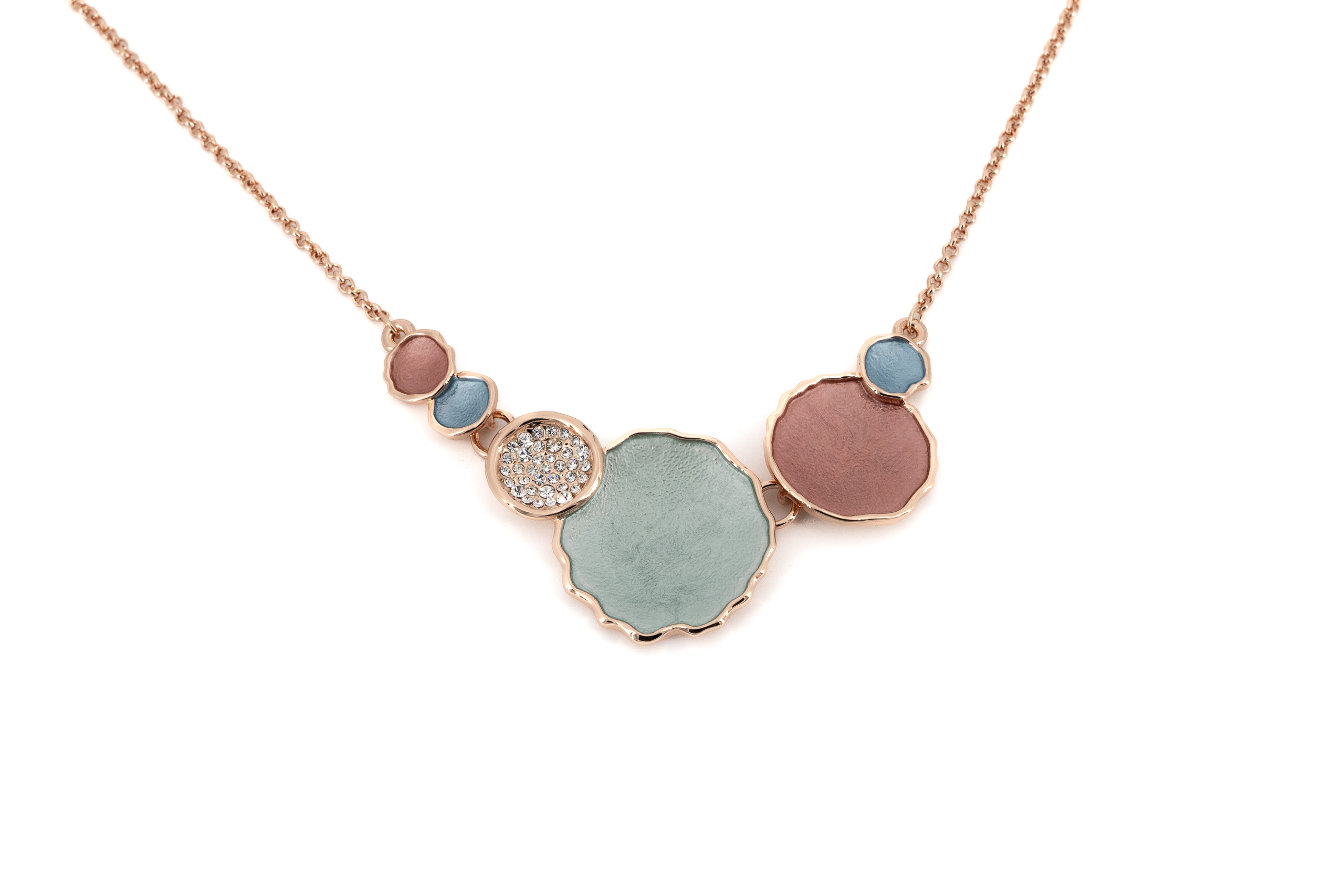 Collana catena corta zama tondi gradazione con cristalli