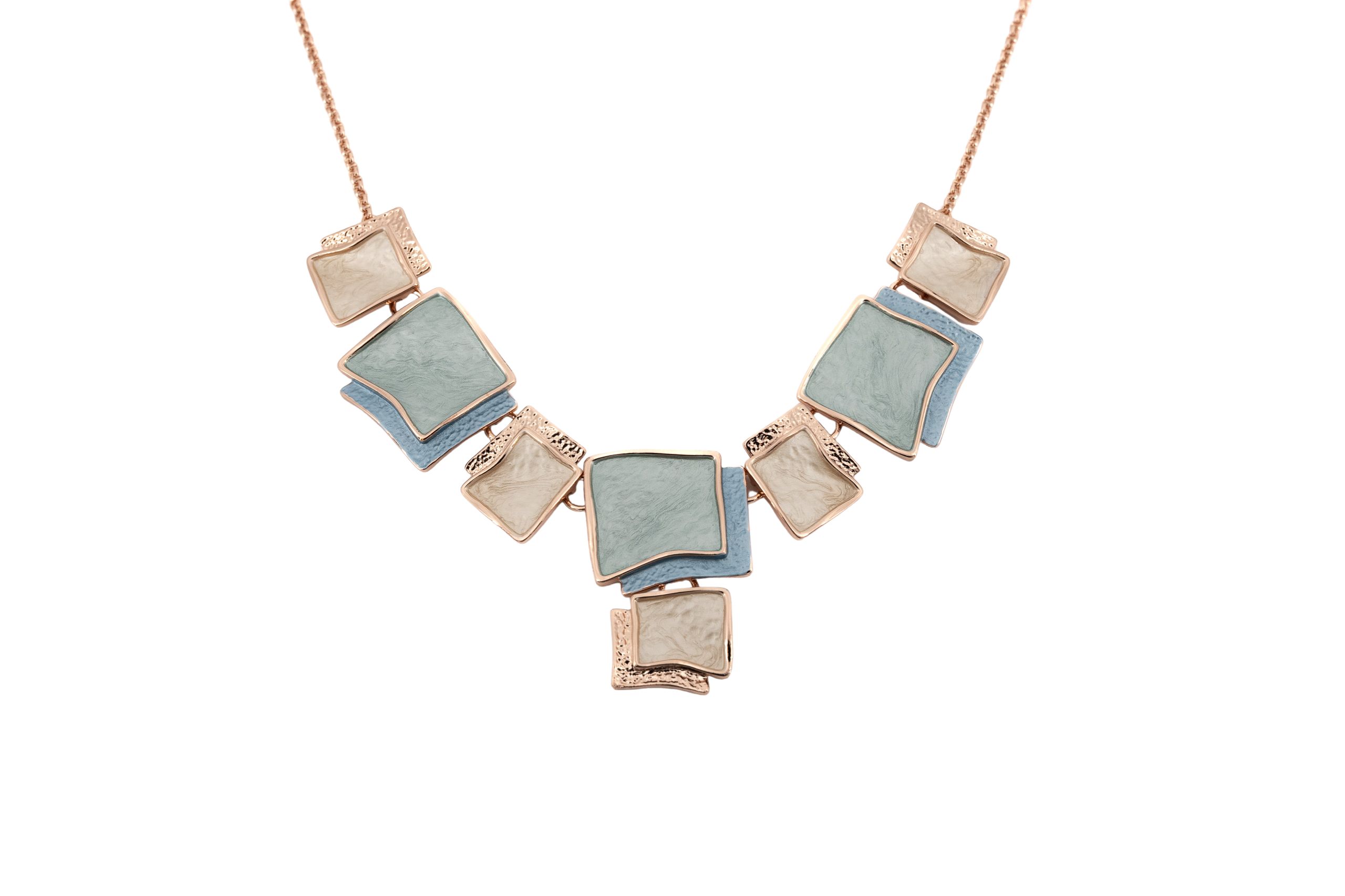 Collana catena corta zama y quadri stilizzati sovrapposti