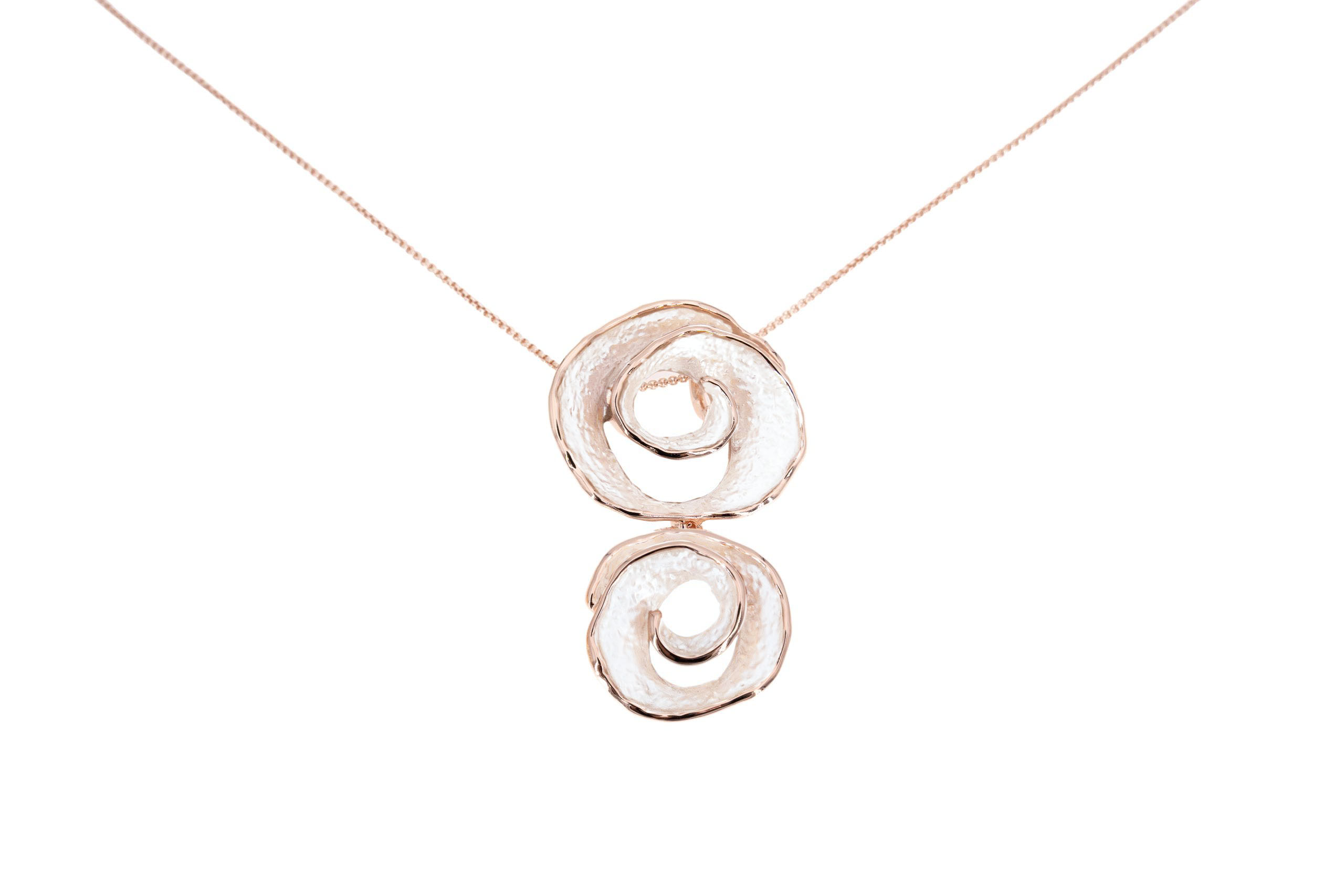 Collana catena lunga zama due spirali pendenti