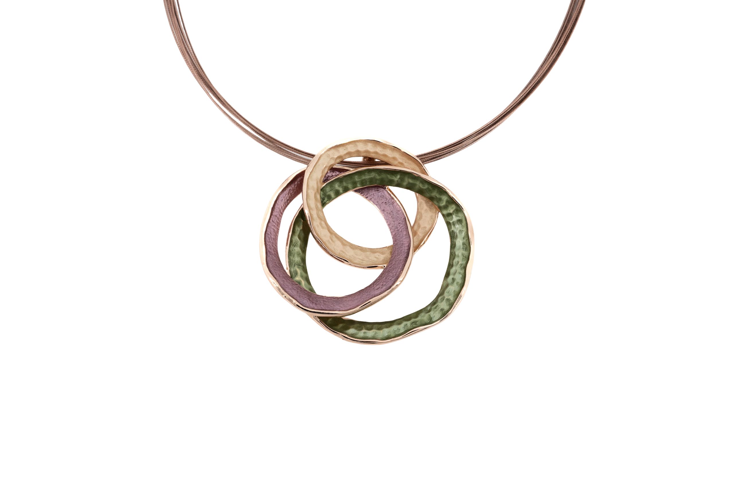 Collana fili acciaio corta zama anelli intrecciati