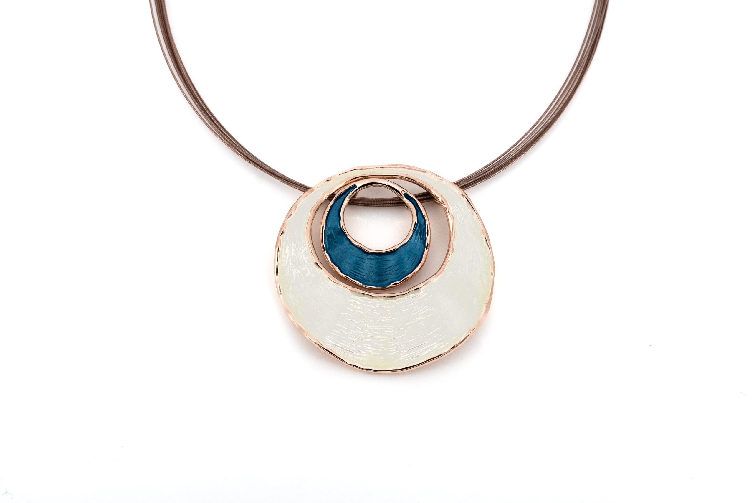 Collana fili acciaio corta zama doppio disco