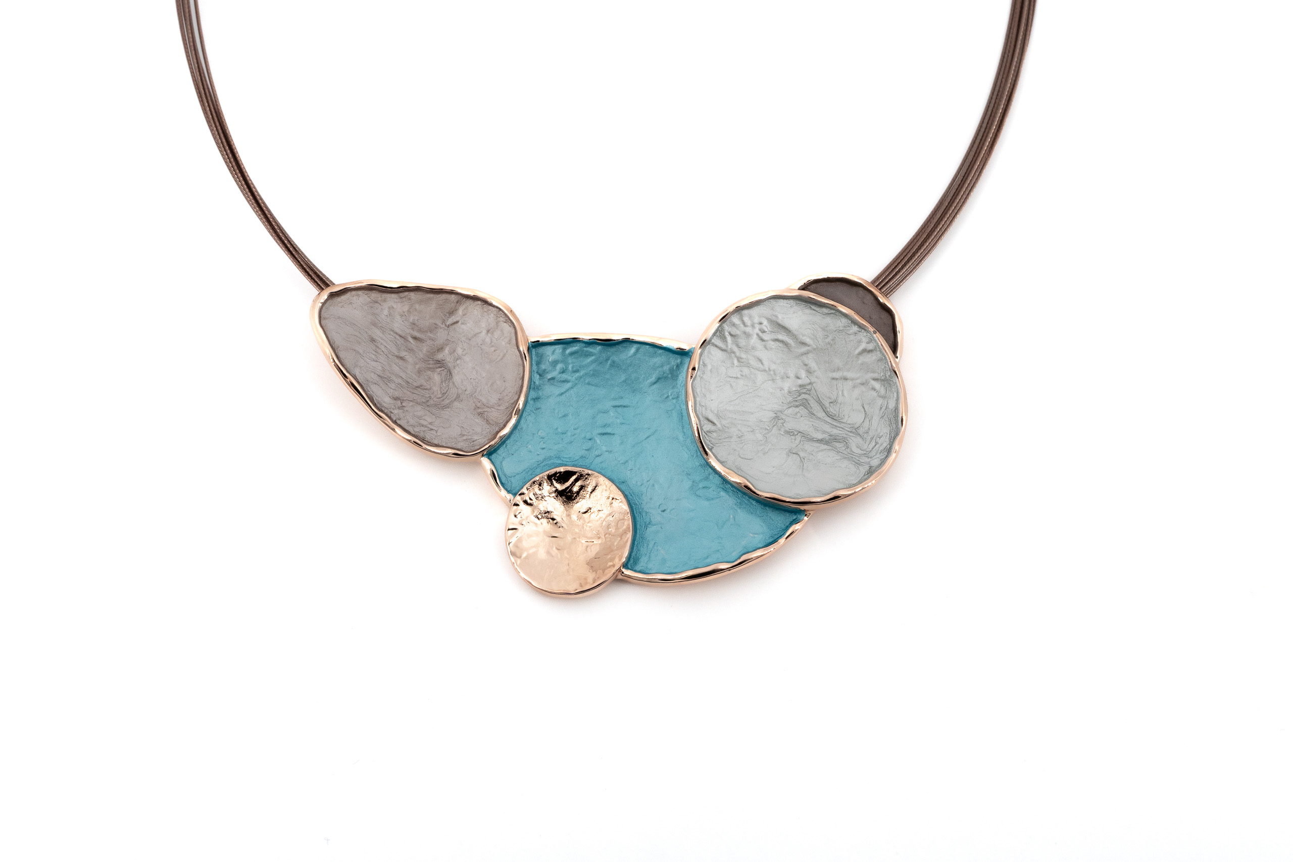 Collana fili acciaio corta zama cinque forme diverse