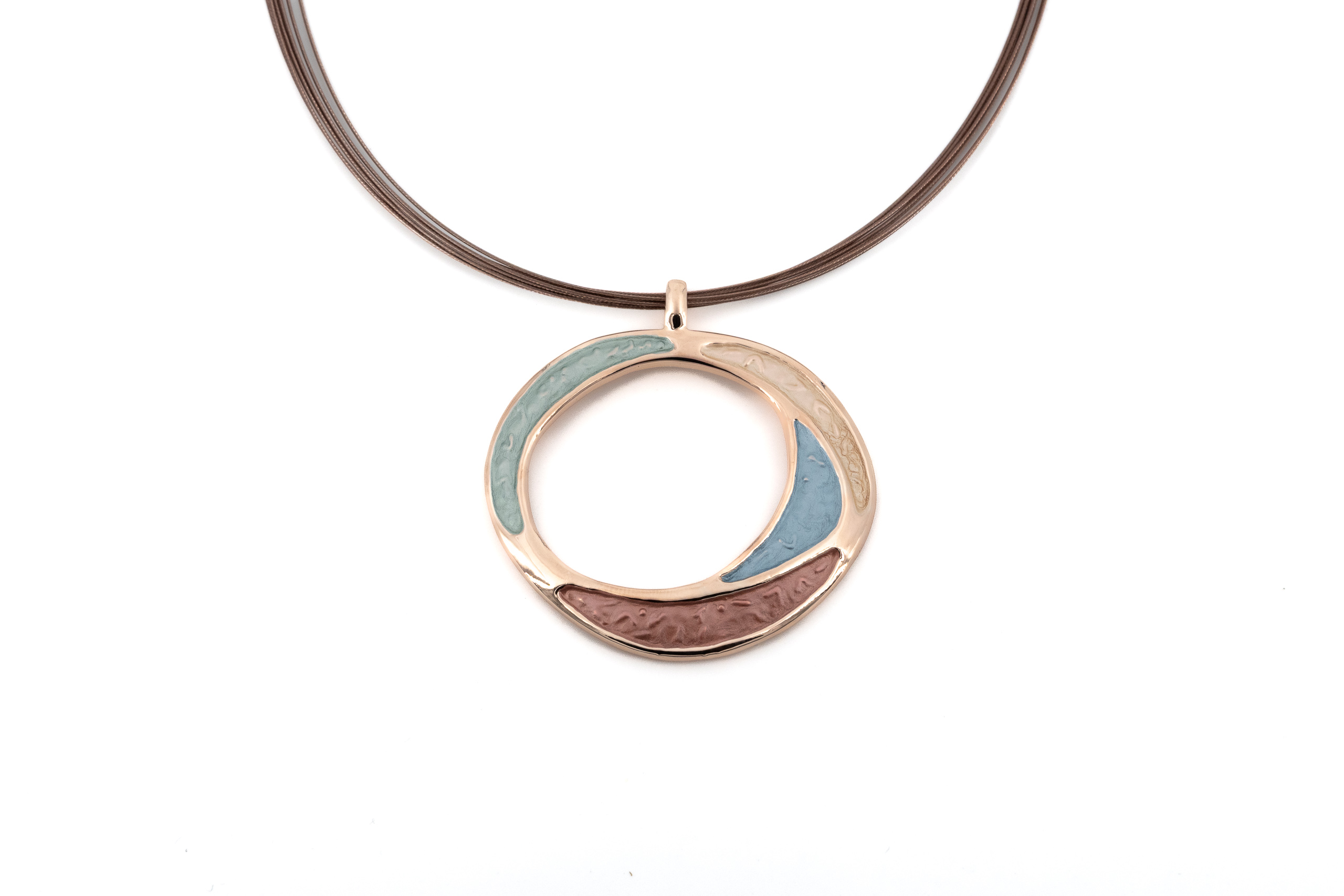 Collana fili acciaio corta zama cerchio mezzelune