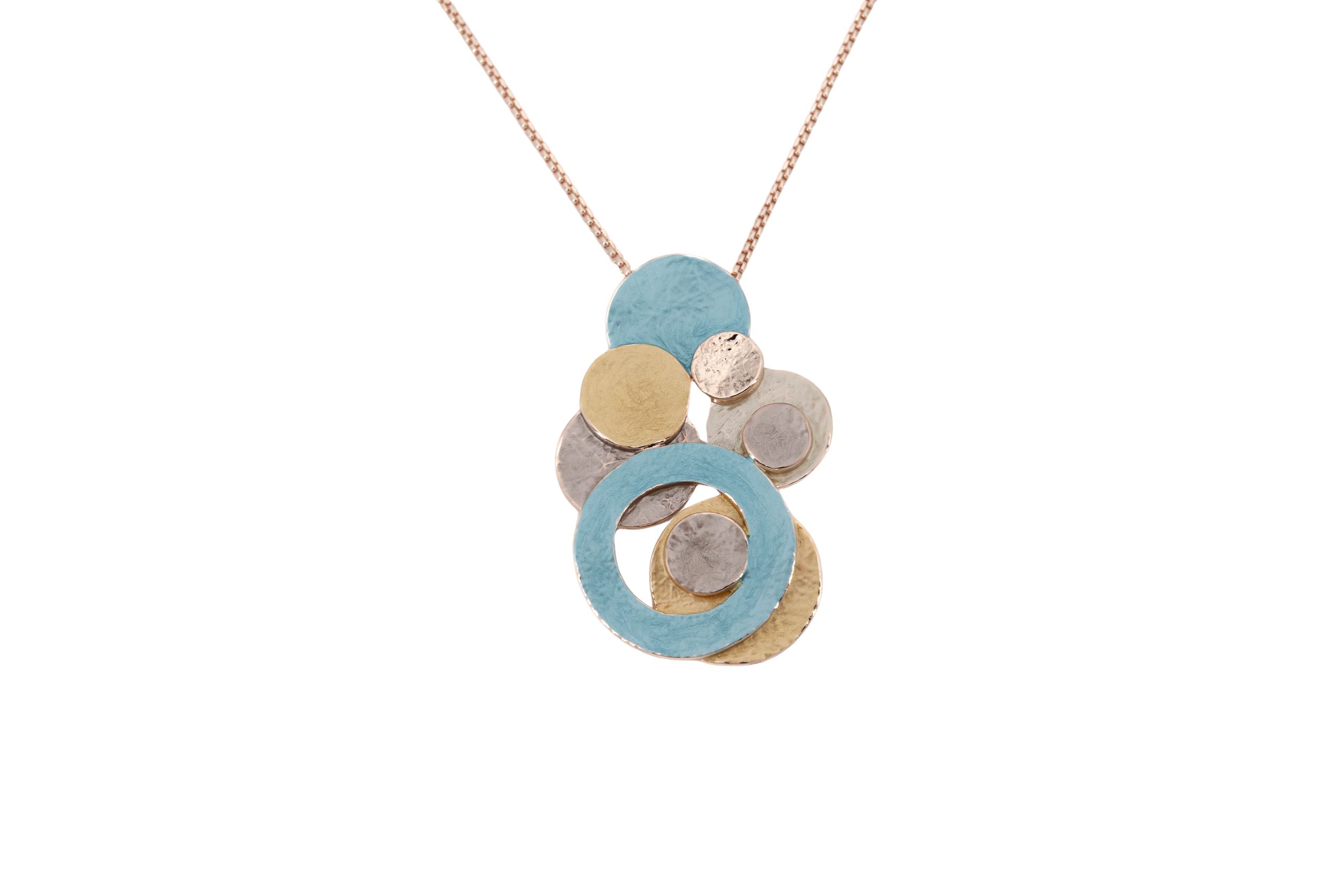 Collana catena lunga zama multi tondi con cerchio