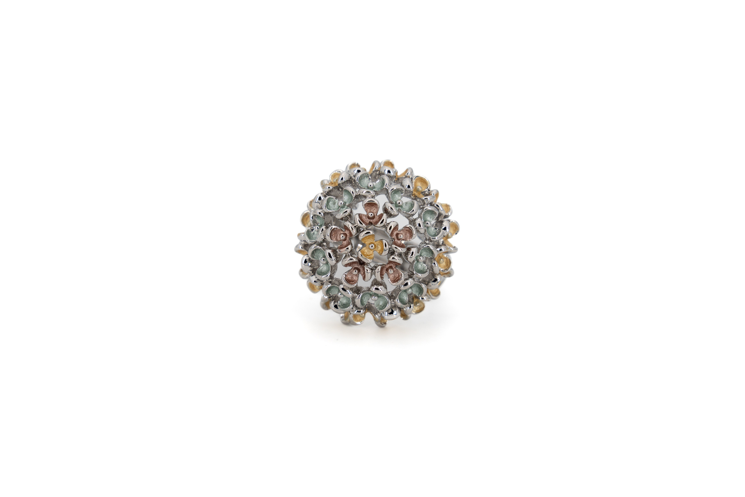 Anello zama sfera con fiorellini