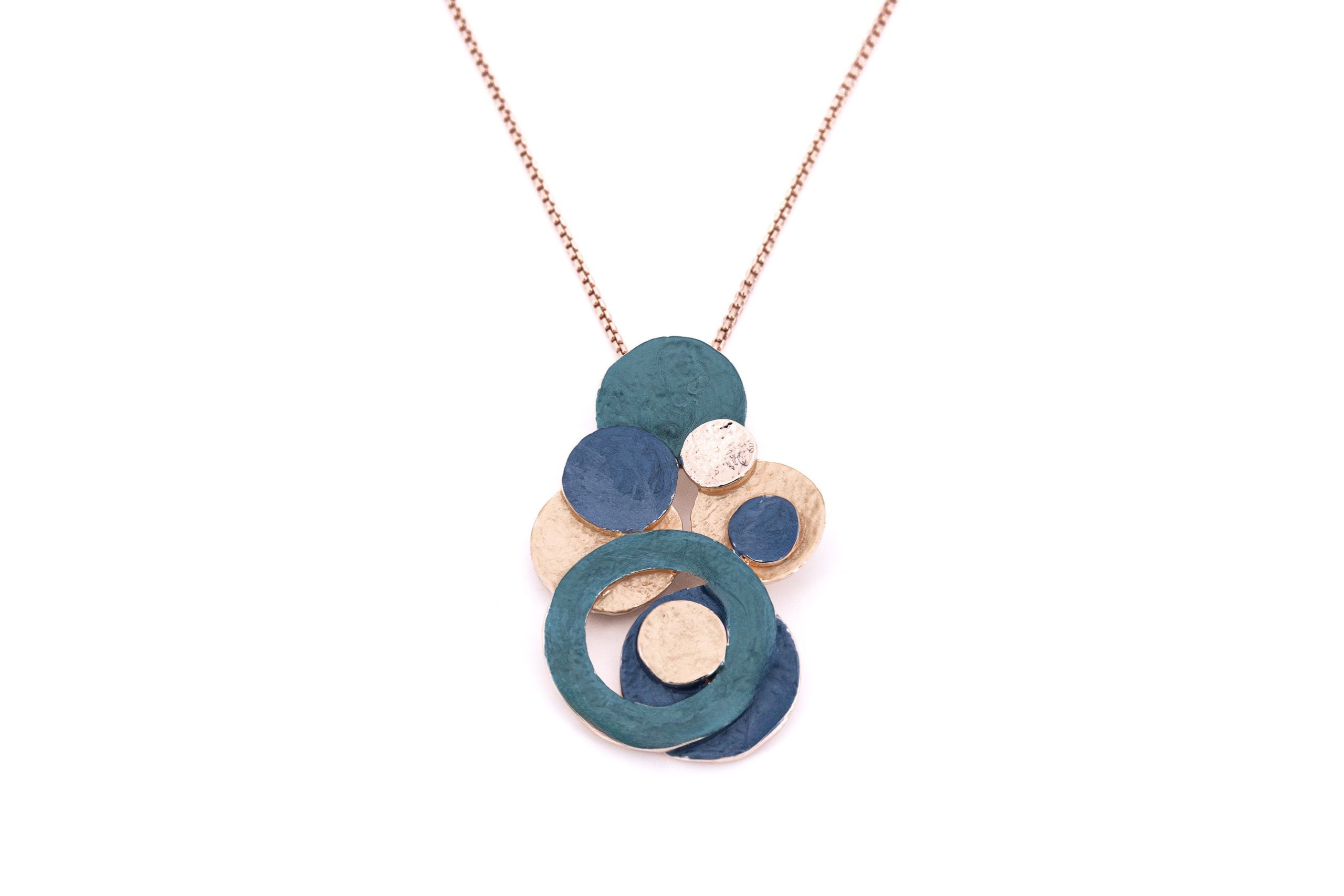 Collana catena lunga zama multi tondi con cerchio