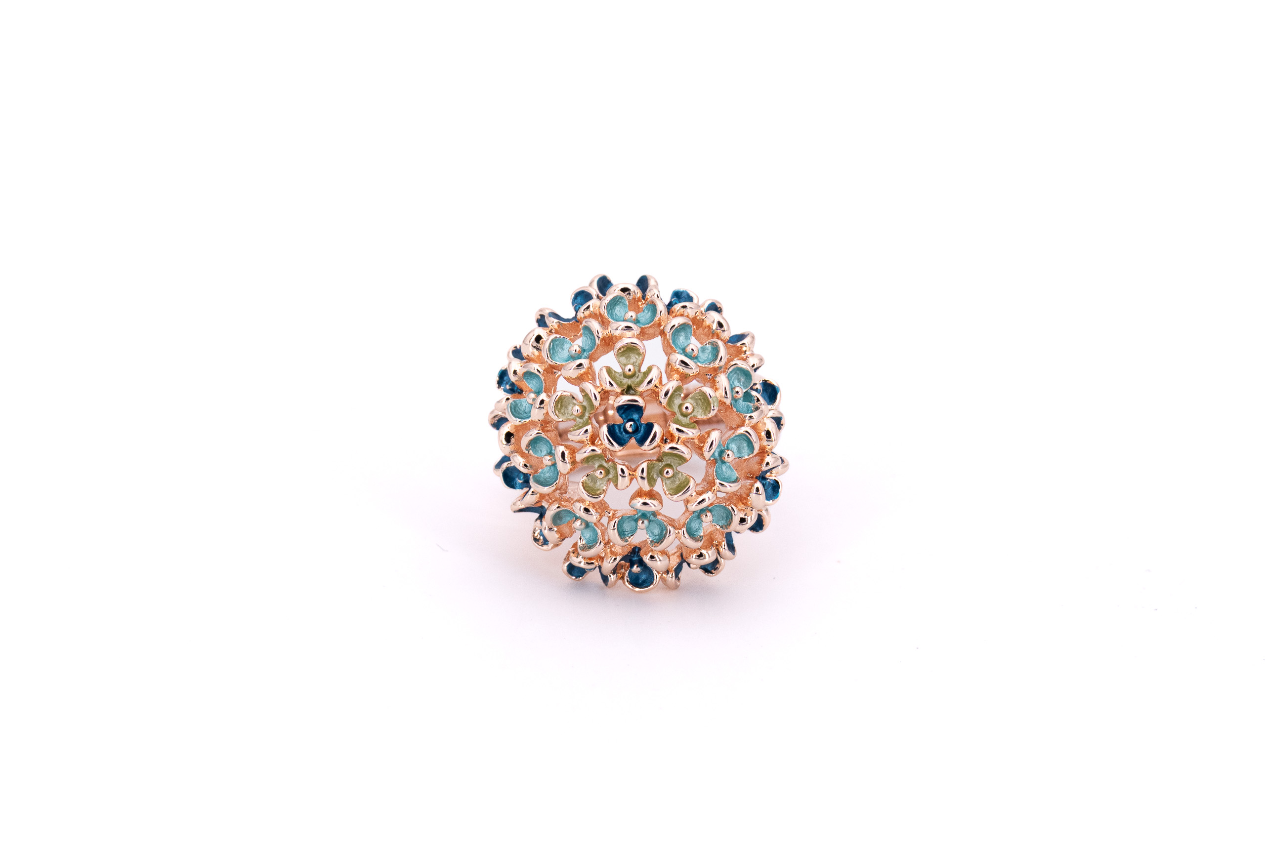 Anello zama sfera con fiorellini