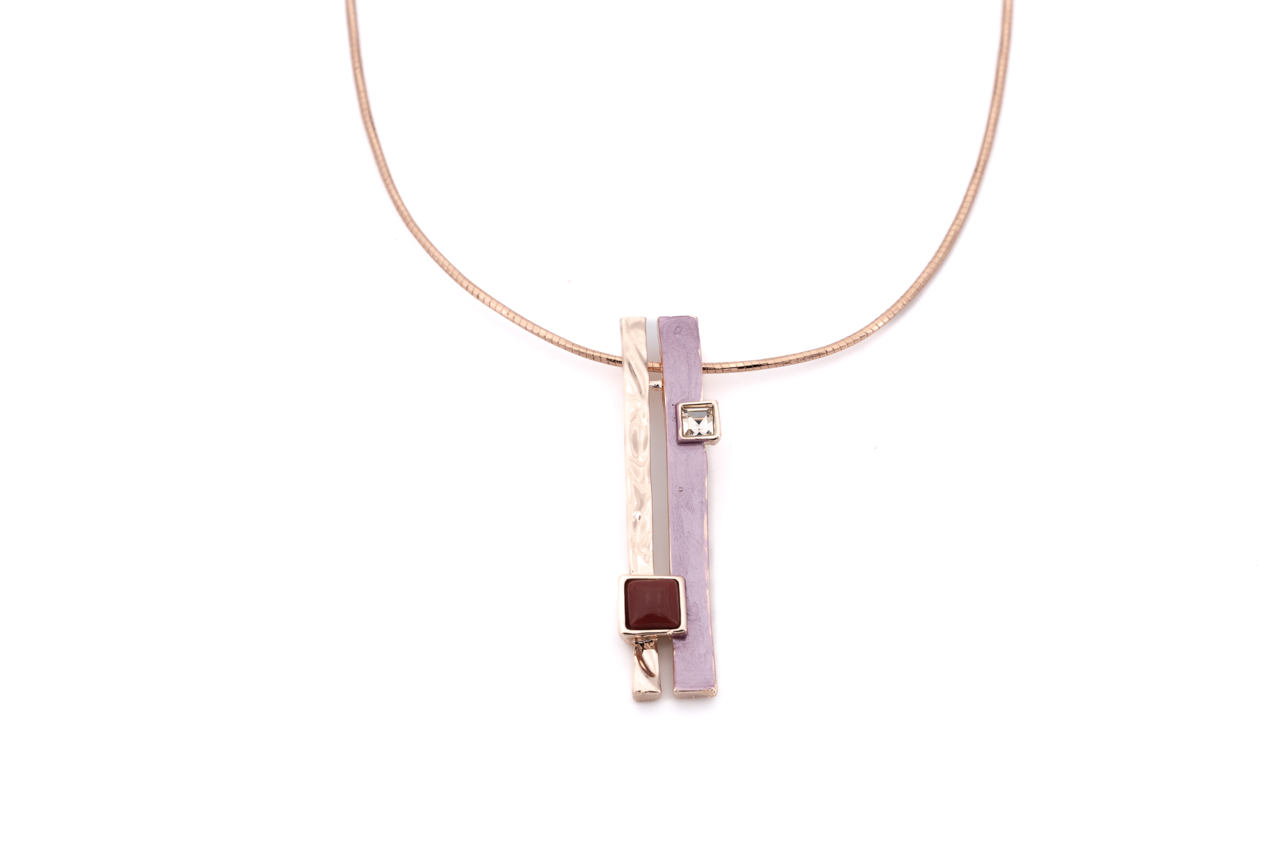Collana filo semi rigido corto zama due barrette lunghe