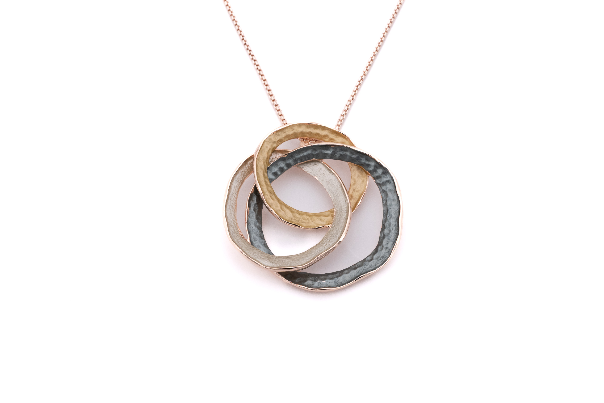 Collana catena lunga zama anelli intrecciati