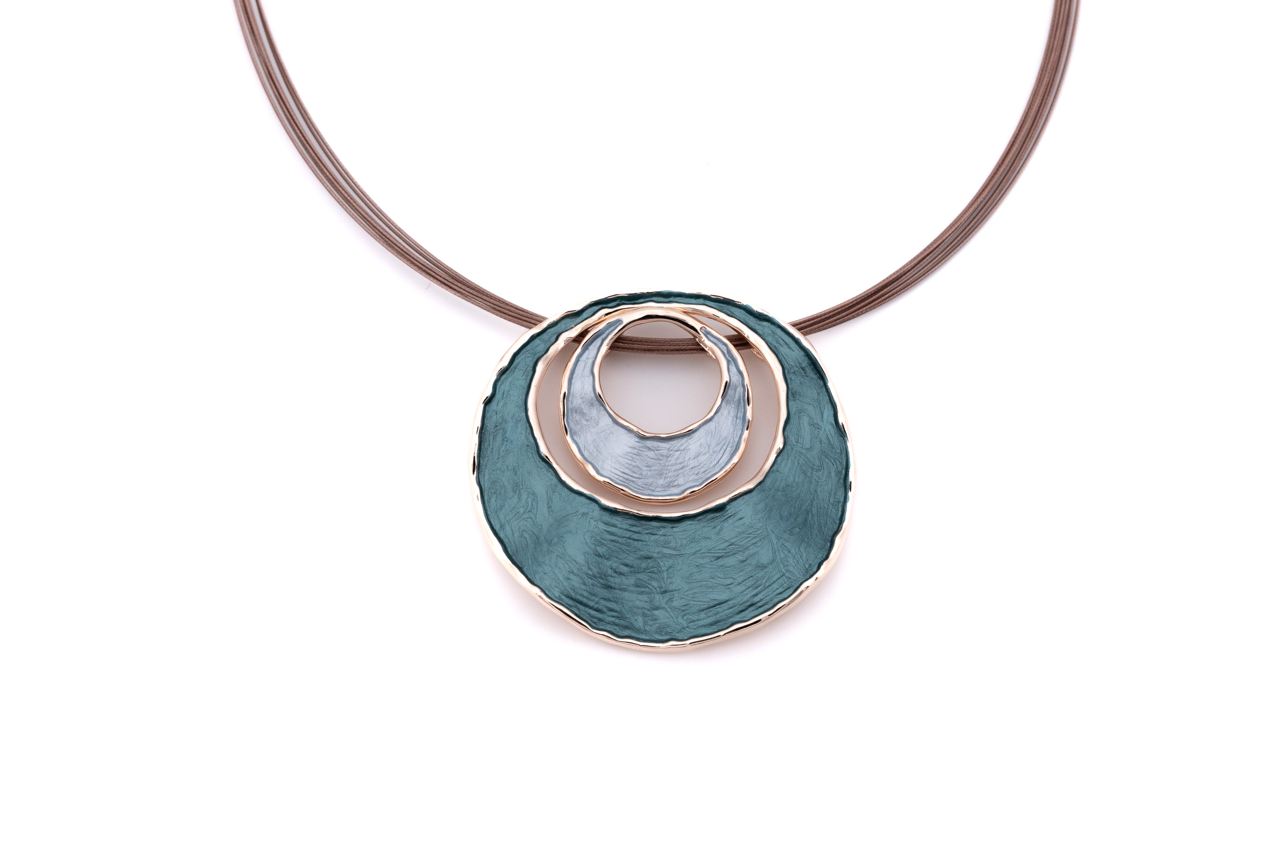 Collana fili acciaio corta zama doppio disco