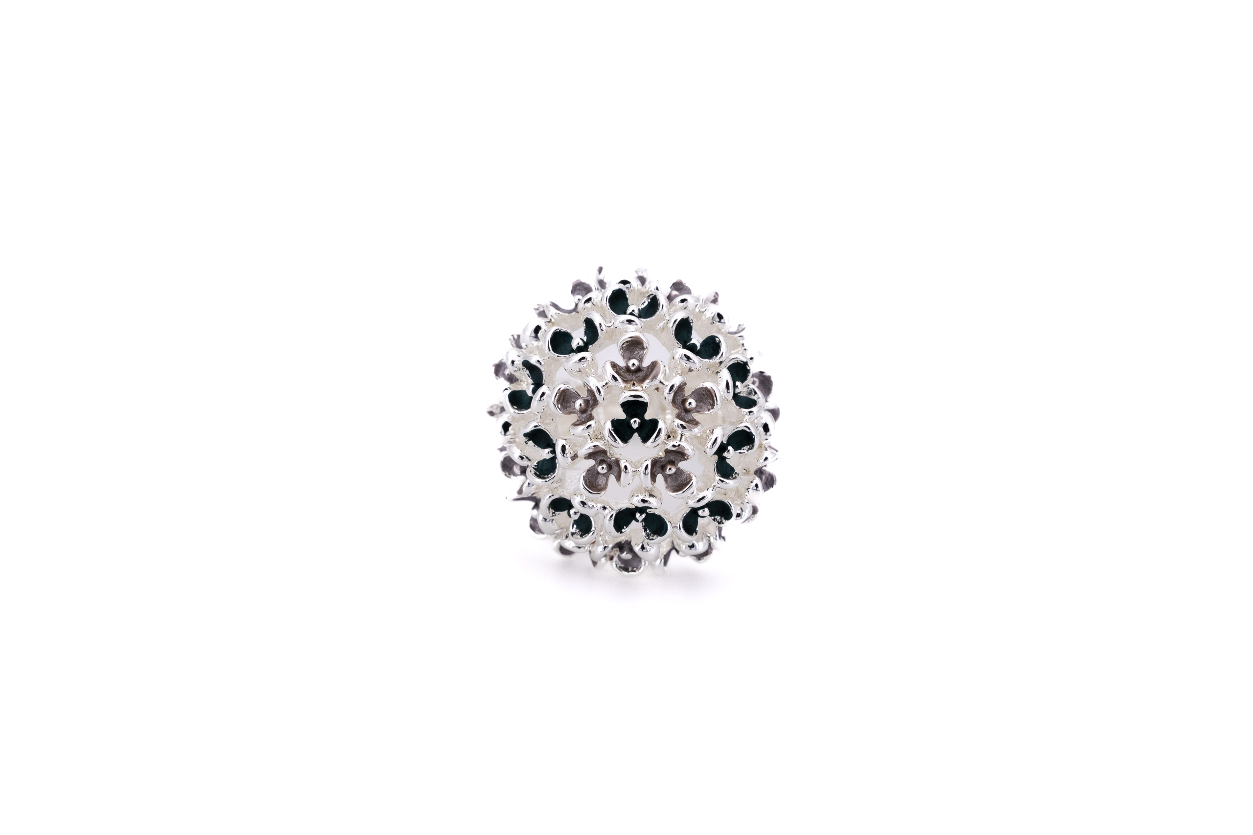 Anello zama sfera con fiorellini