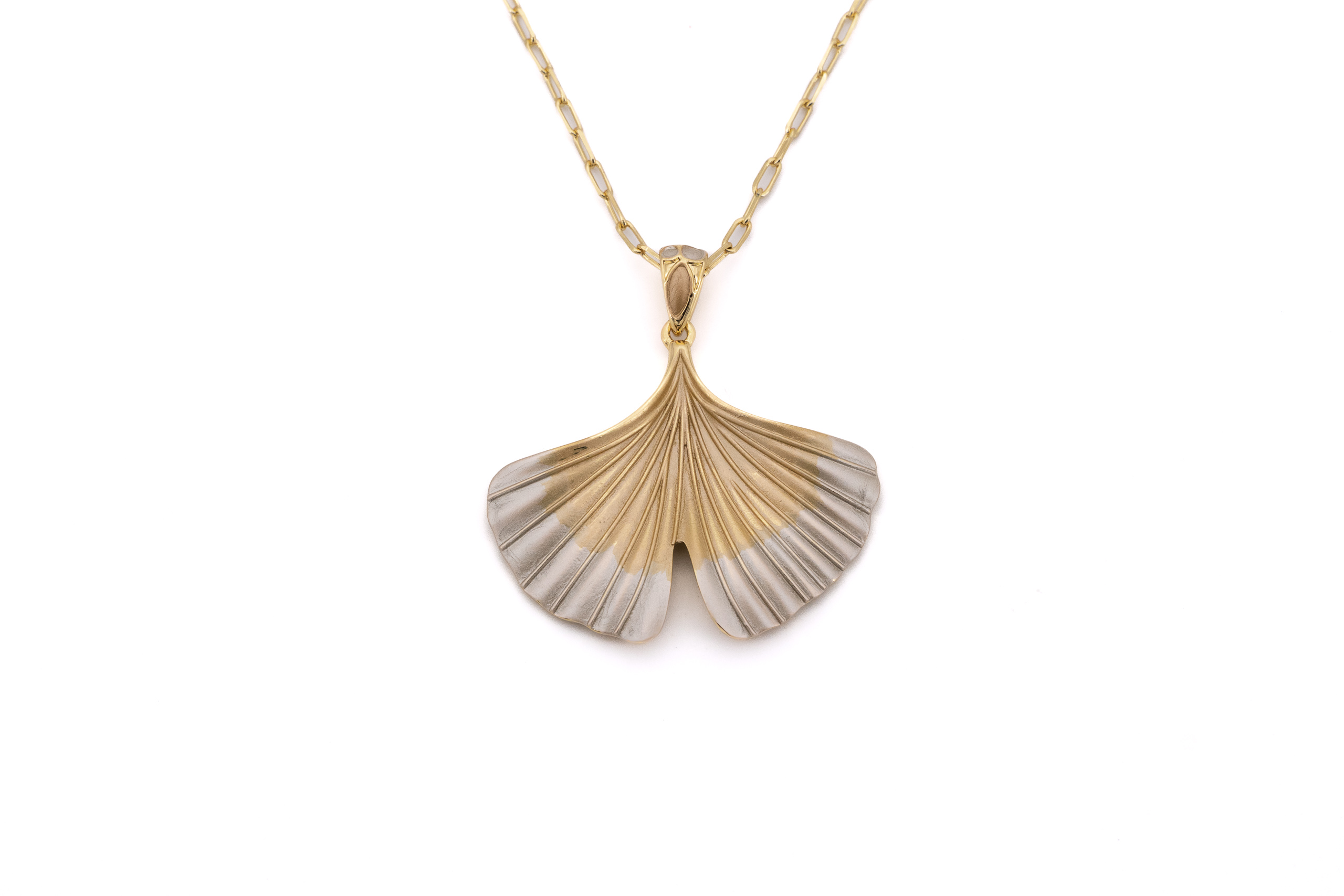 Collana catena lunga zama foglia di Ginkgo