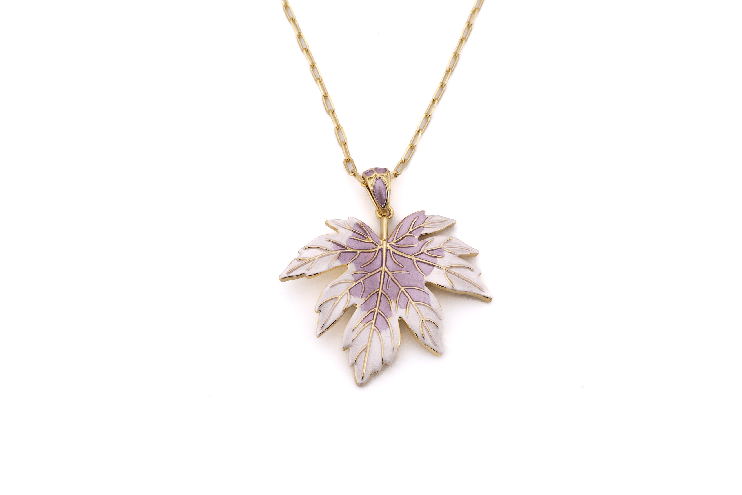 Collana catena lunga zama foglia di Acero