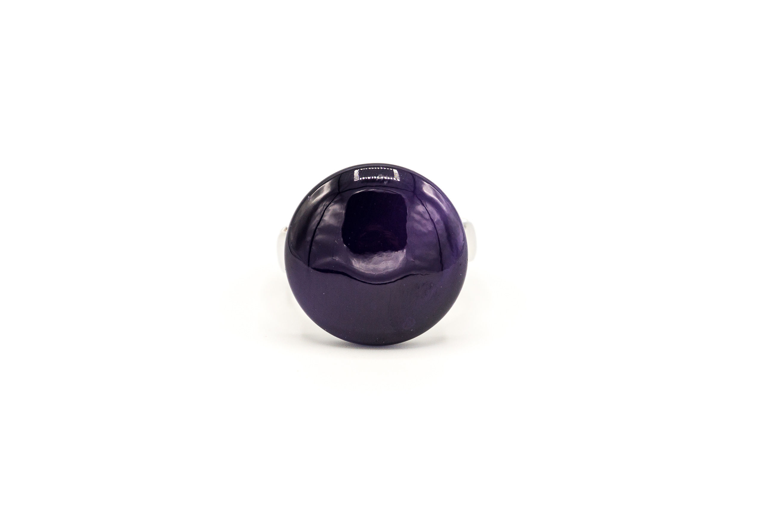 ANELLO ELASTICO MET. ZAMA BANGO IN ARGENTO TONDO VETRO VIOLA