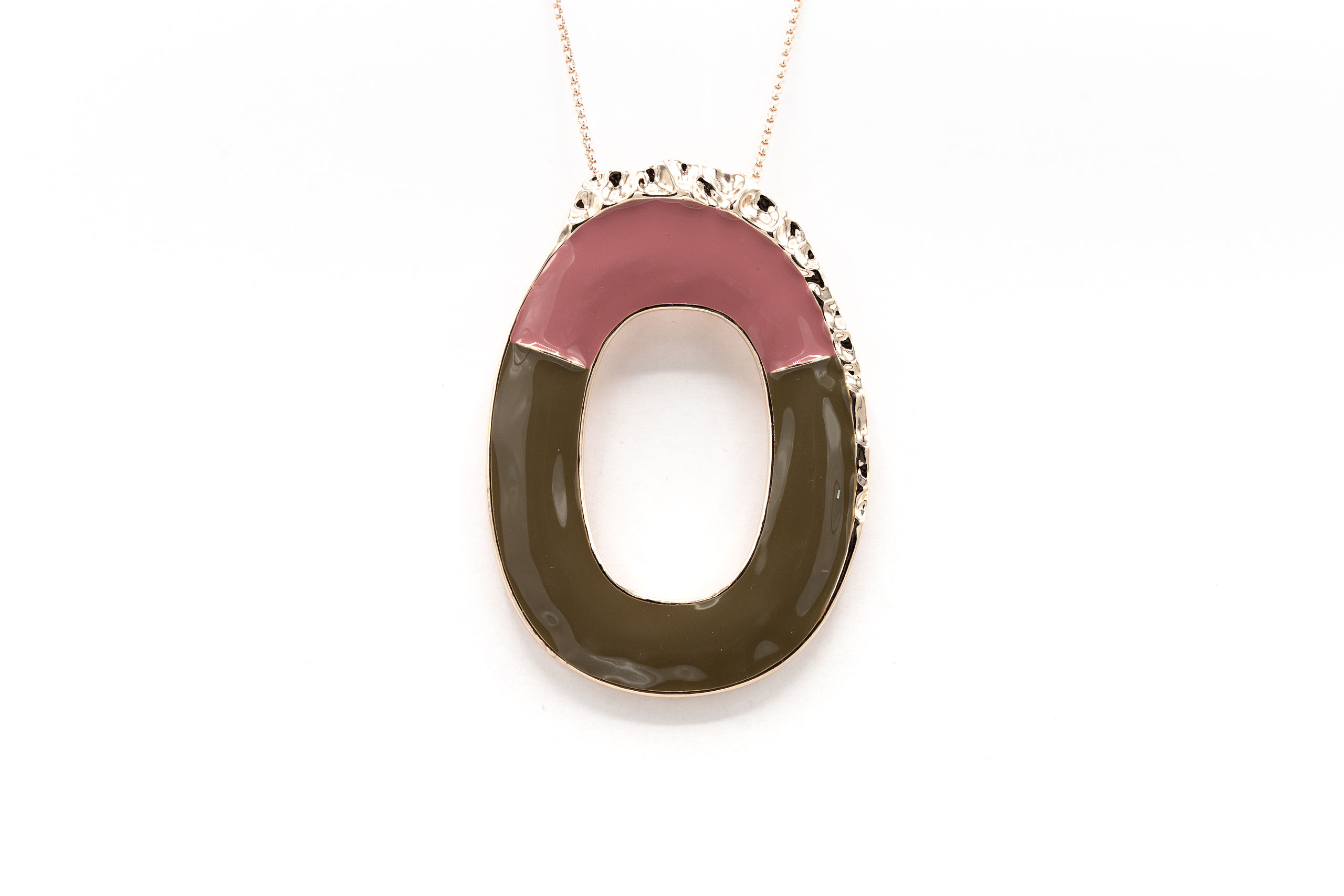 COLLANA CAT.85cm.REGOLAB.MET.ZAMA BAGNO ORO ROSA OVALE ROSA+MARR.LUCIDO