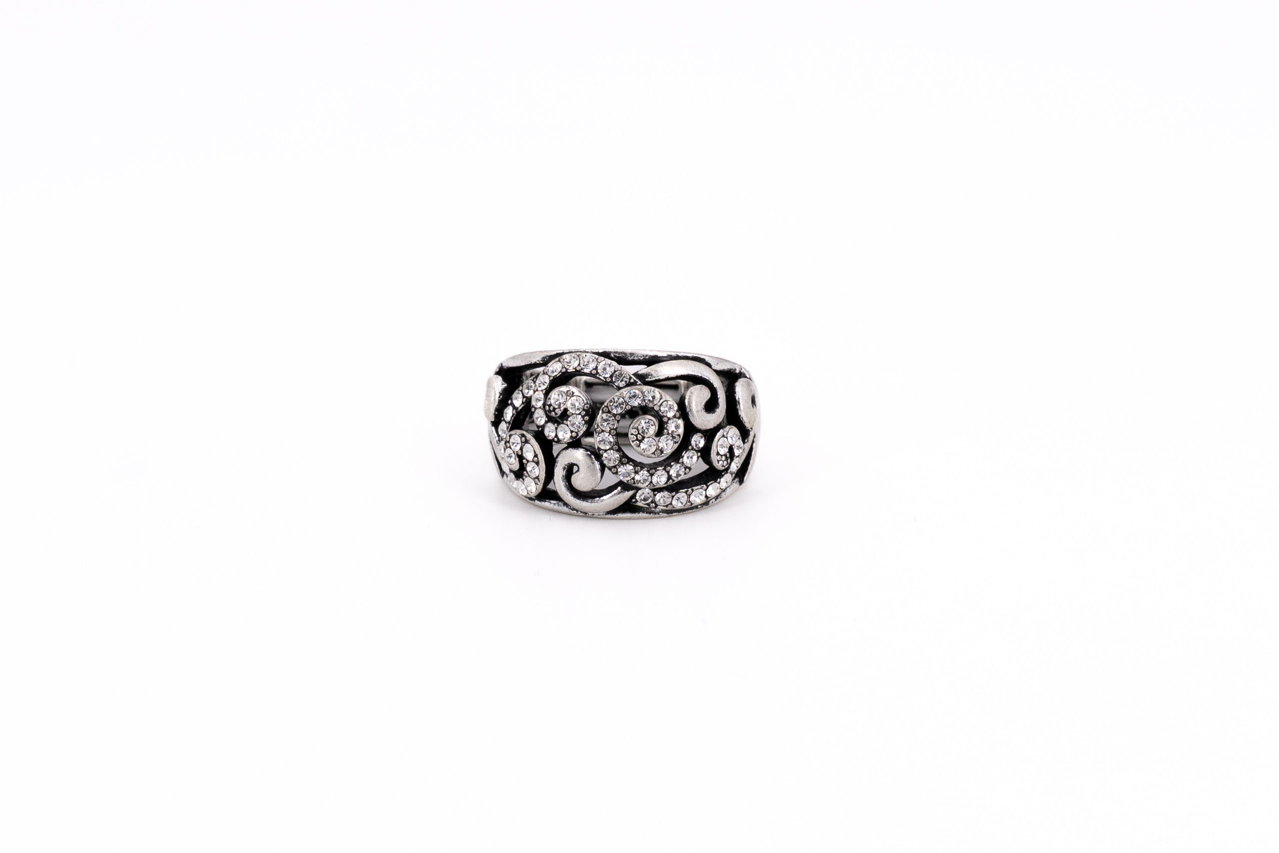 Anello zama fascia riccioli e cristalli