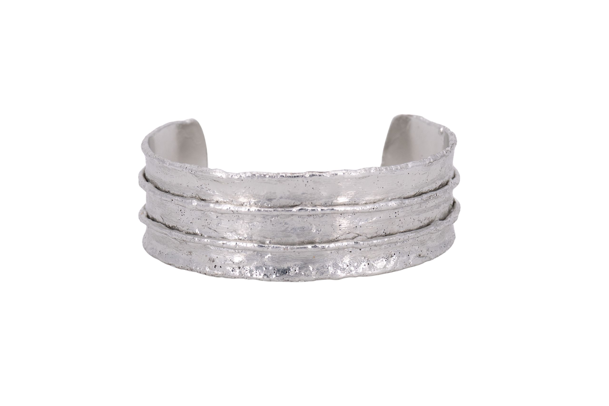 Bracciale ottone fascia piena rigato