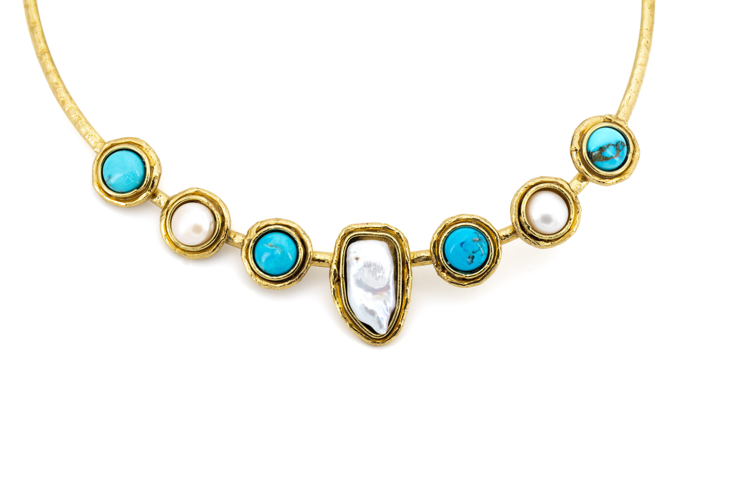 brass choker and stone