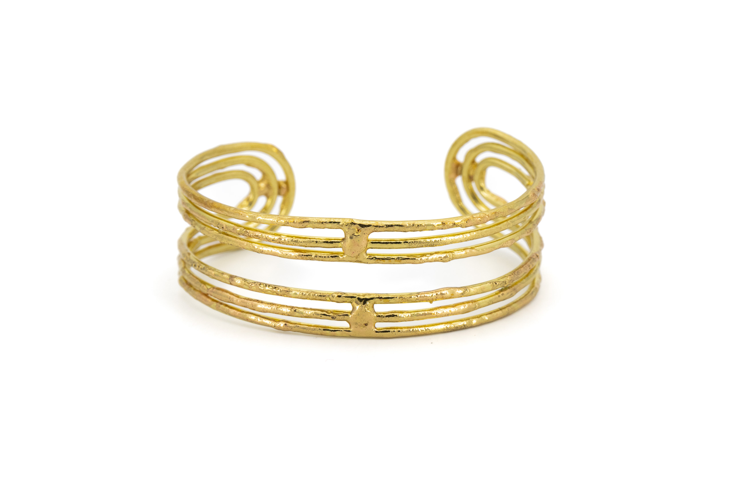 Bracciale ottone fascetta aperta tre file aperte