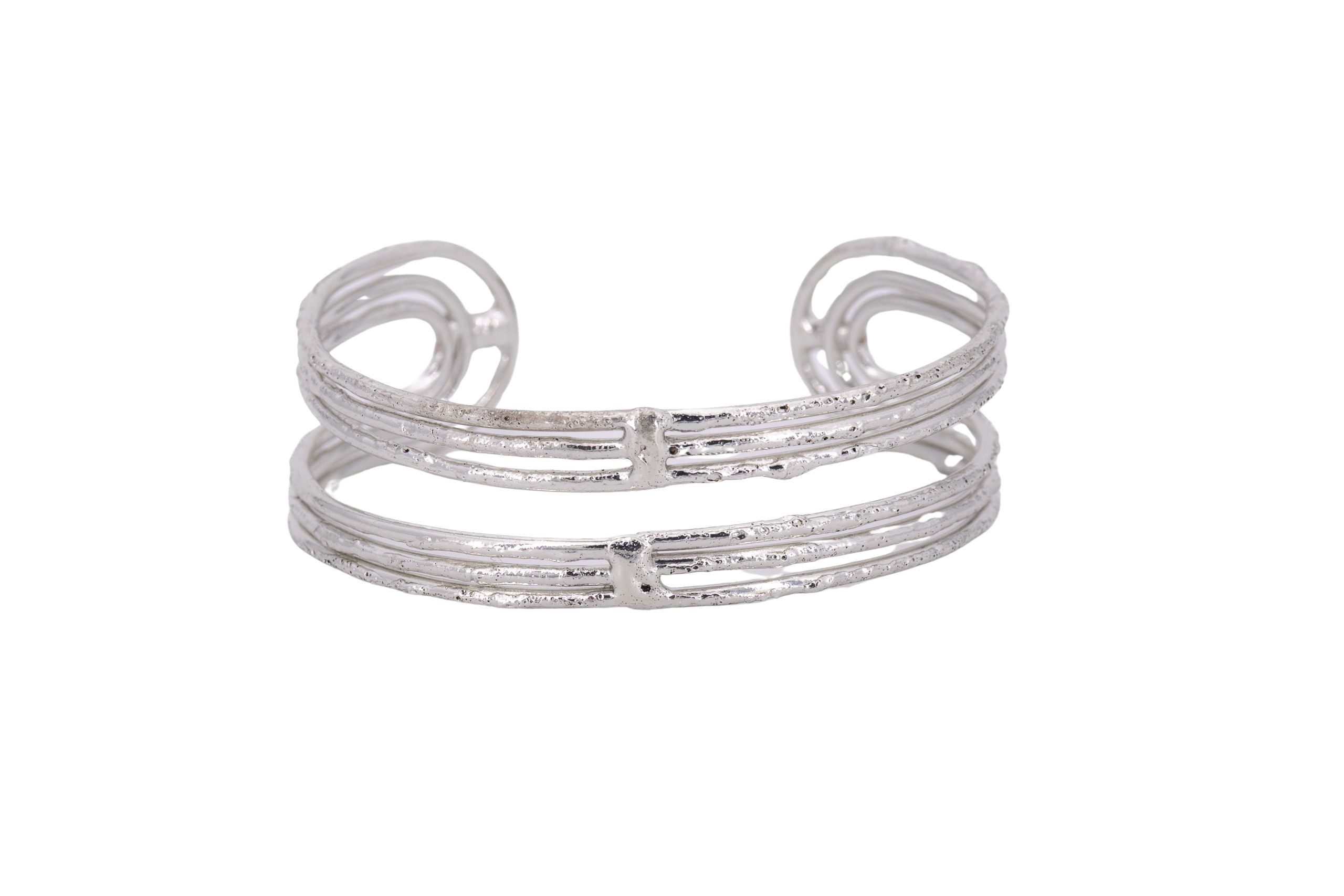 Bracciale ottone fascetta aperta tre file aperte