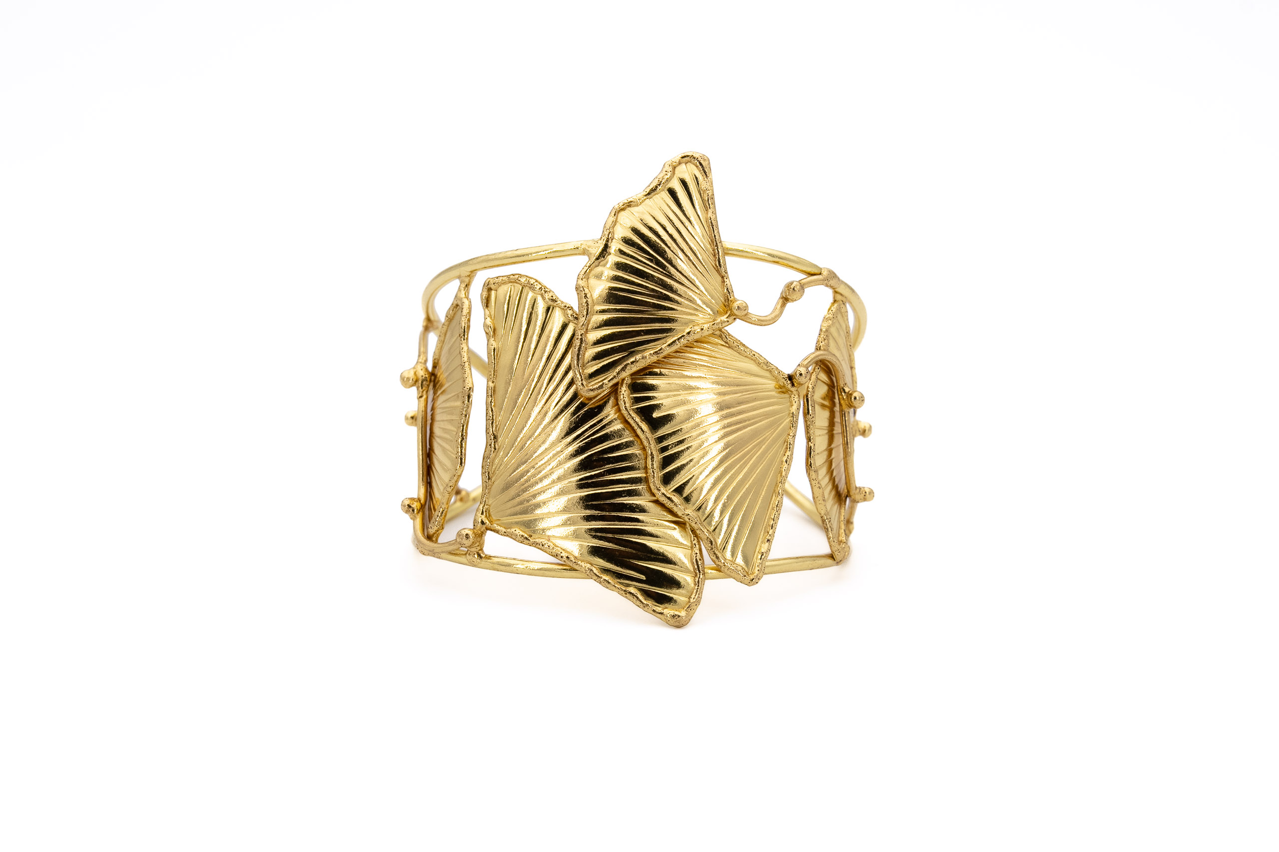 Bracciale ottone fascia martellata petali