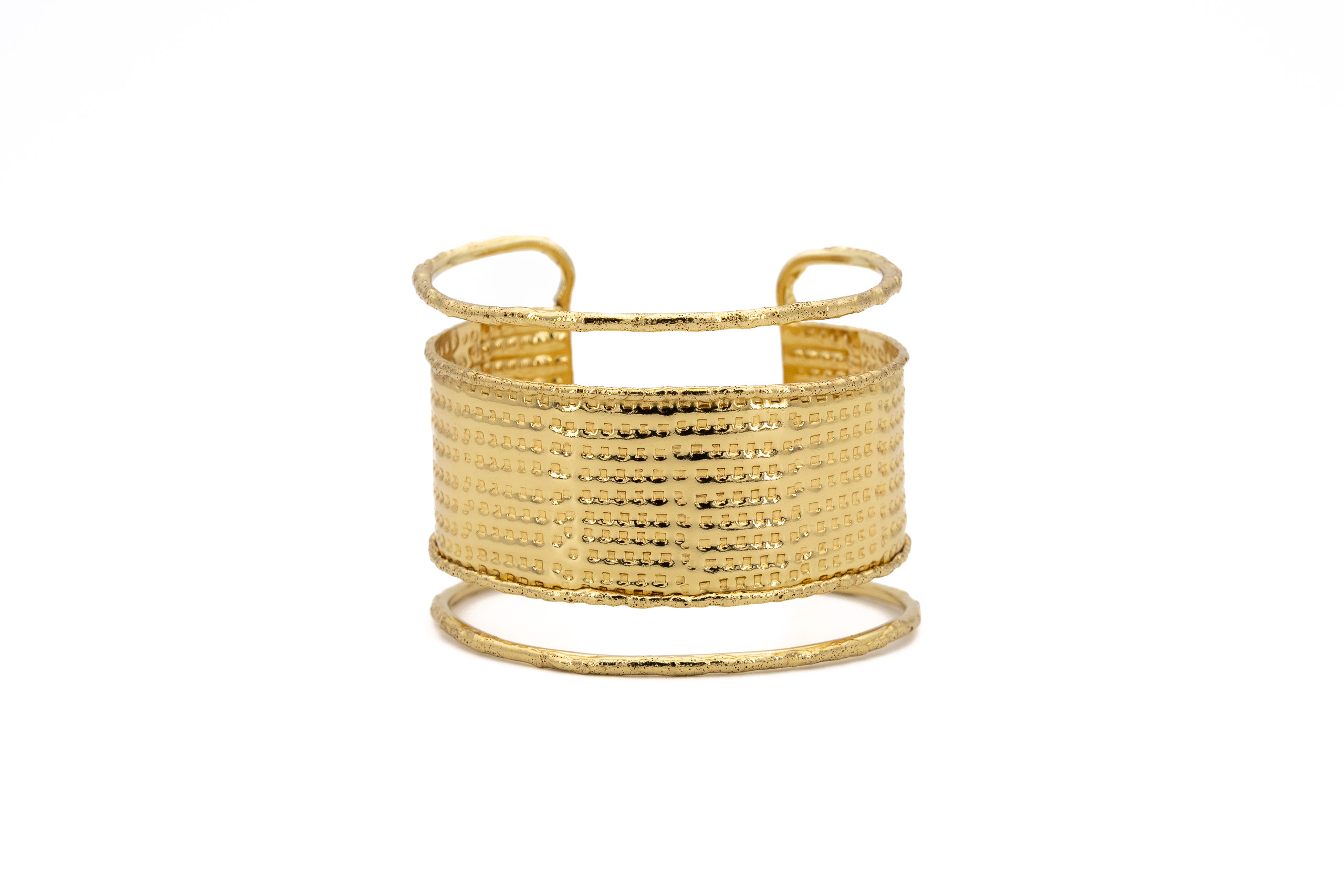 Bracciale ottone fascia martellata aperta