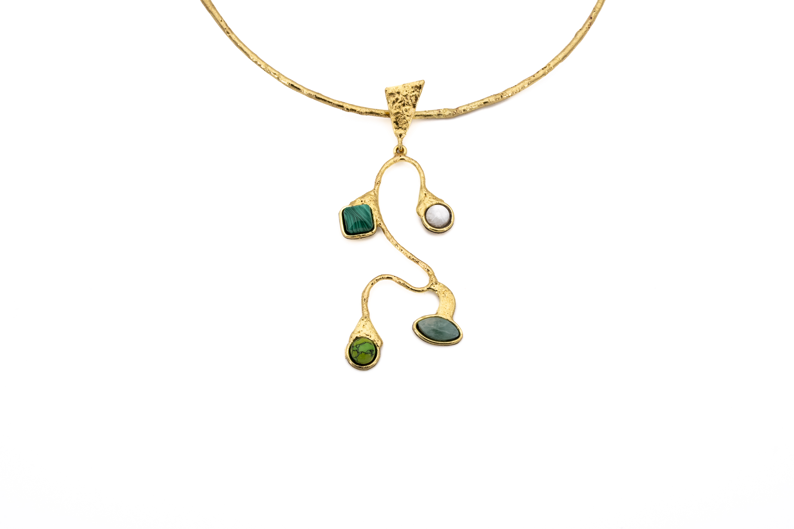 Brass choker and stone