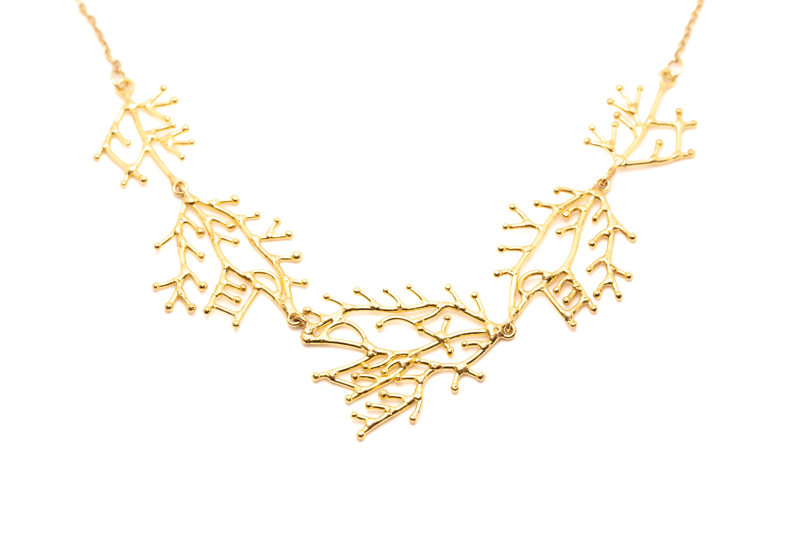 Collana ottone disegno rami