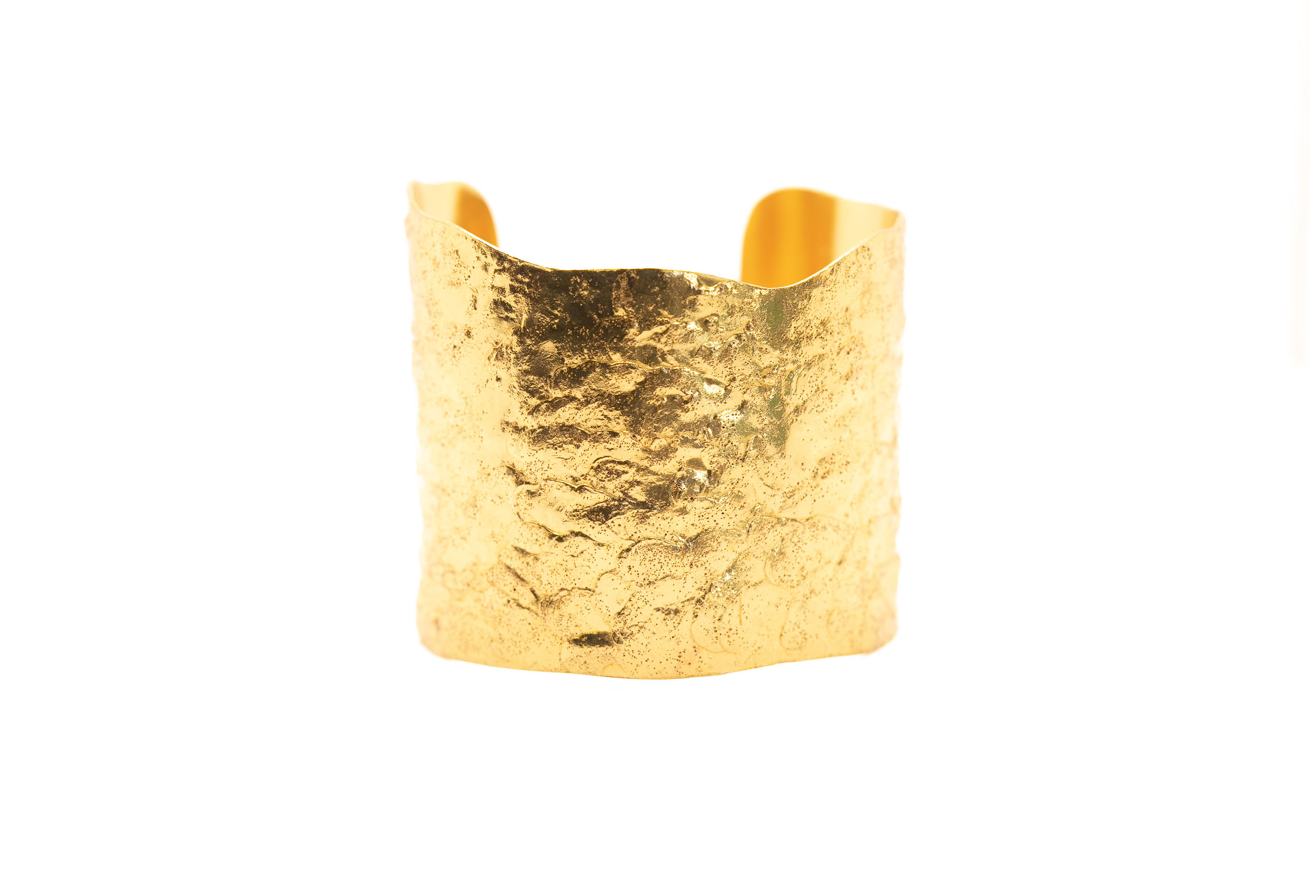 Bracciale ottone fascia piena ondulata