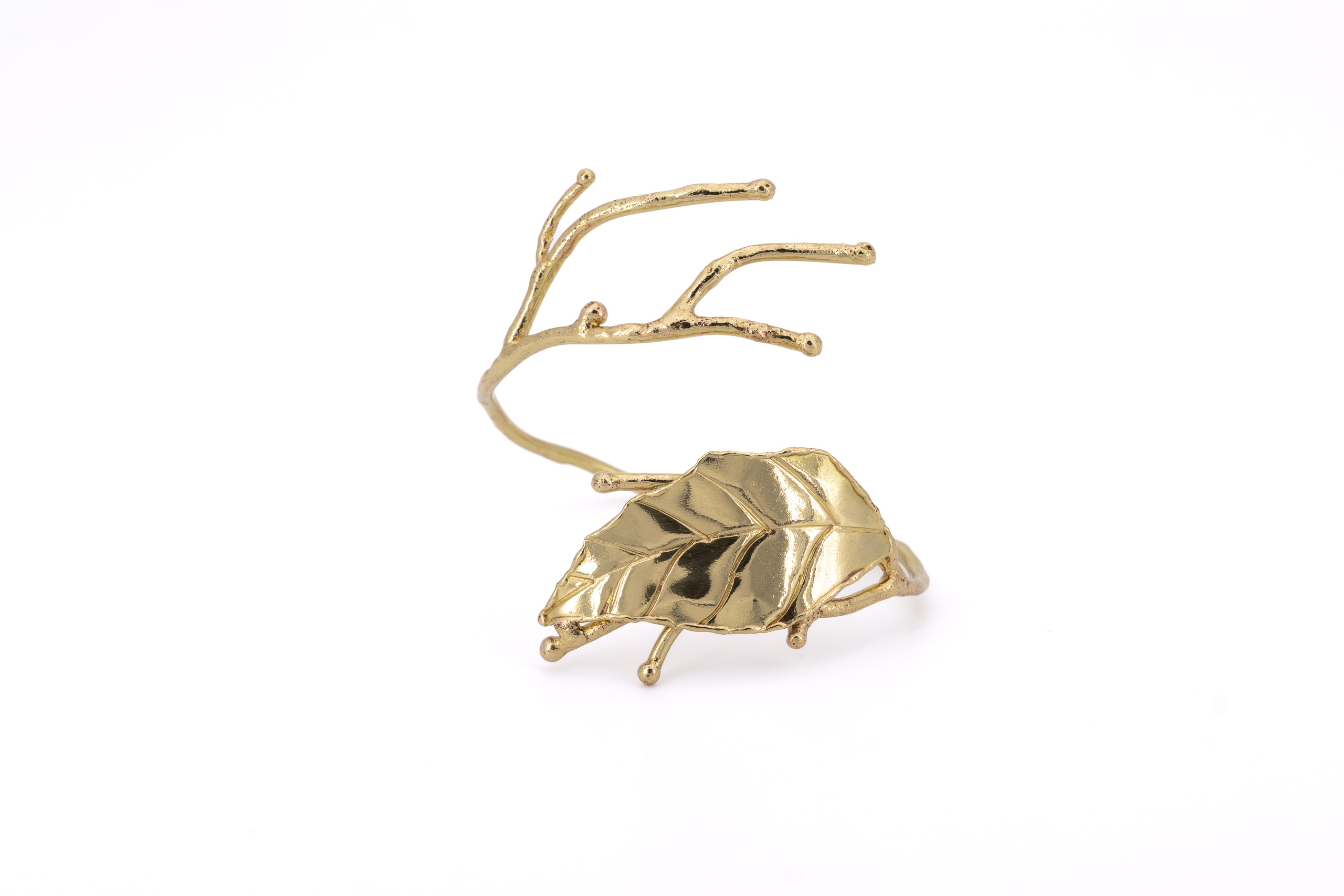 Bracciale ottone ramo con foglia