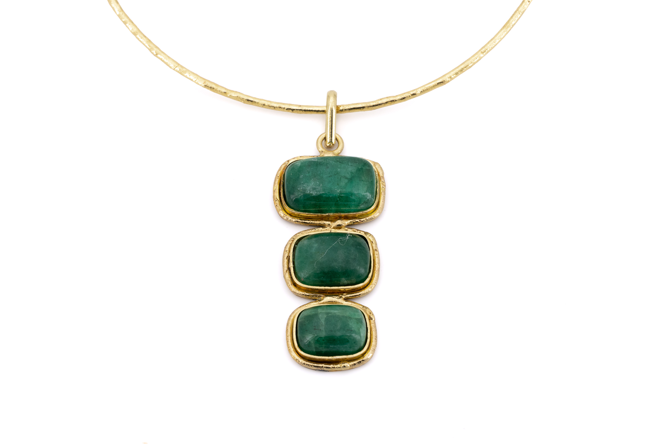 Choker ottone tre pietre gradazione Smeraldo