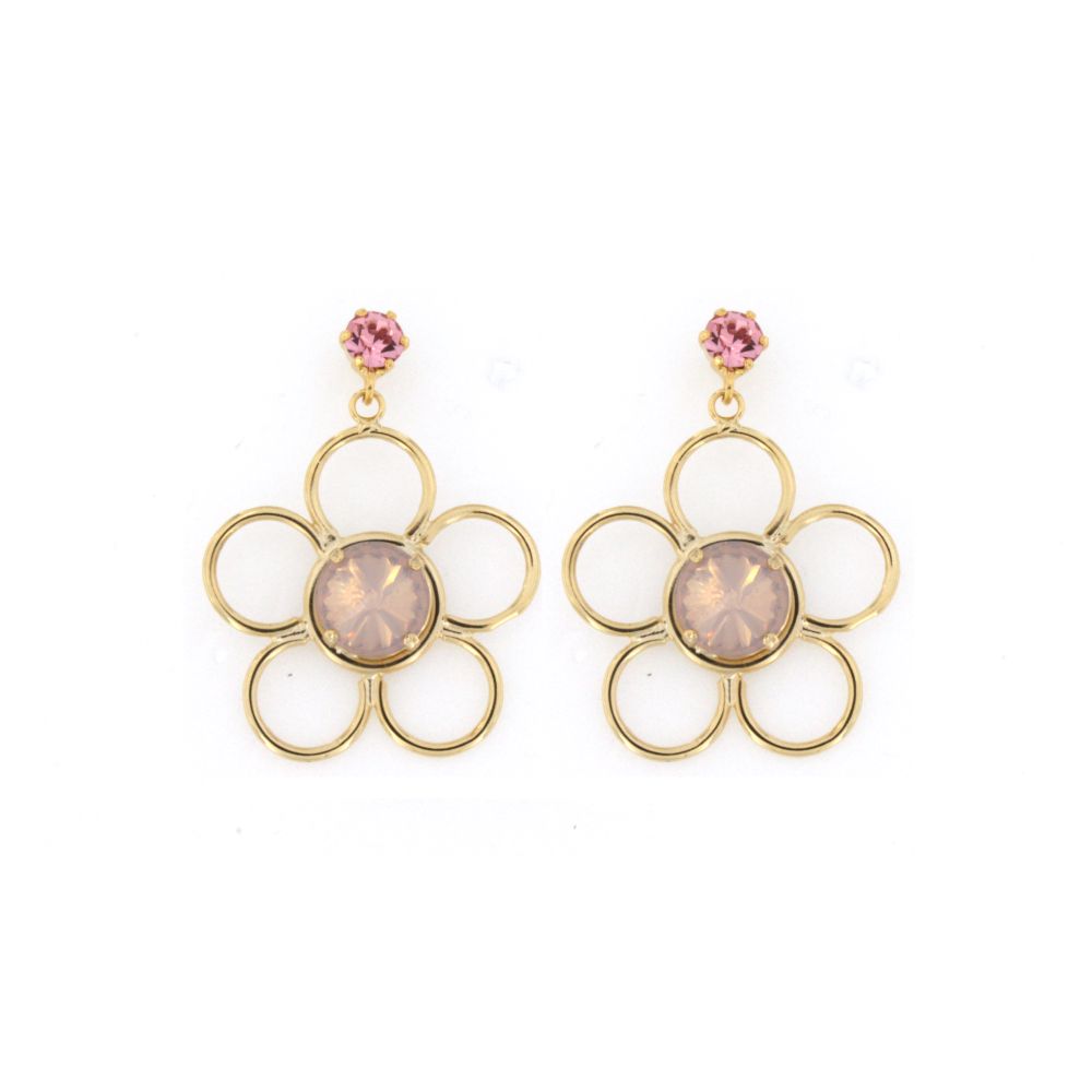 ORECCHINO FIORE TOP STRASS LILLA