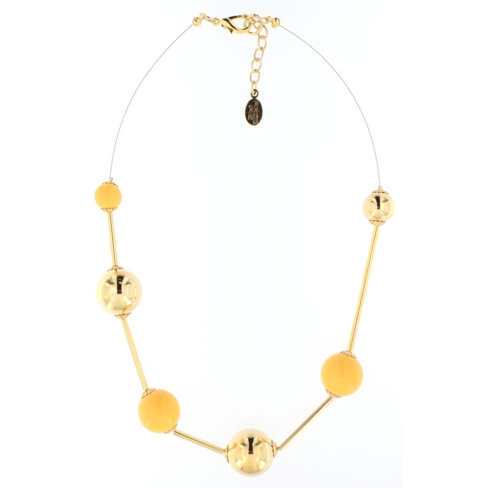 COLLANA NUVOLA SFERE DORATE E gialle