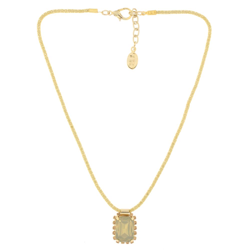 COLLANA CORDINO GIALLO ORO CASTONE CON STRASS