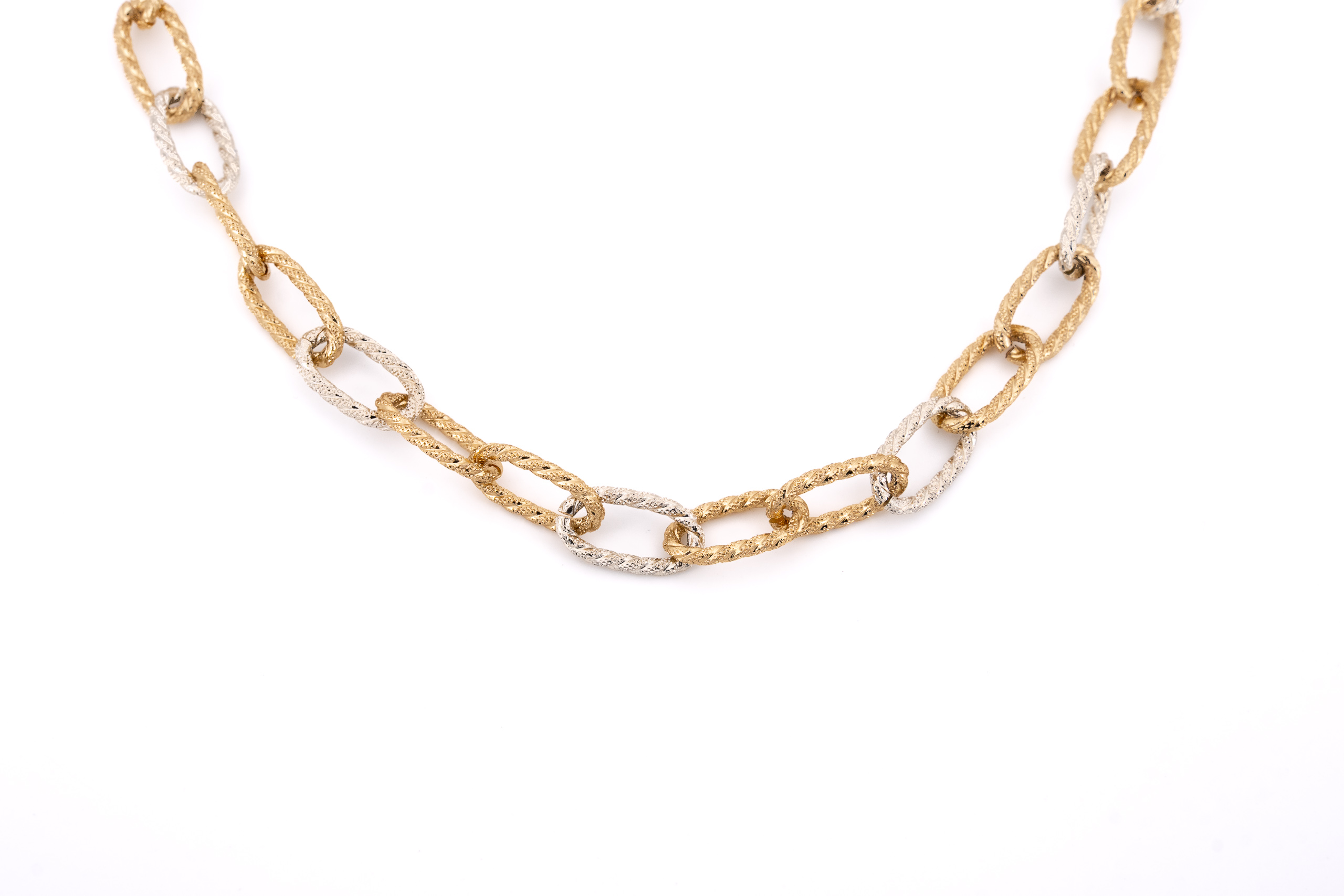 Collana lunga alluminio catena bicolor satinata