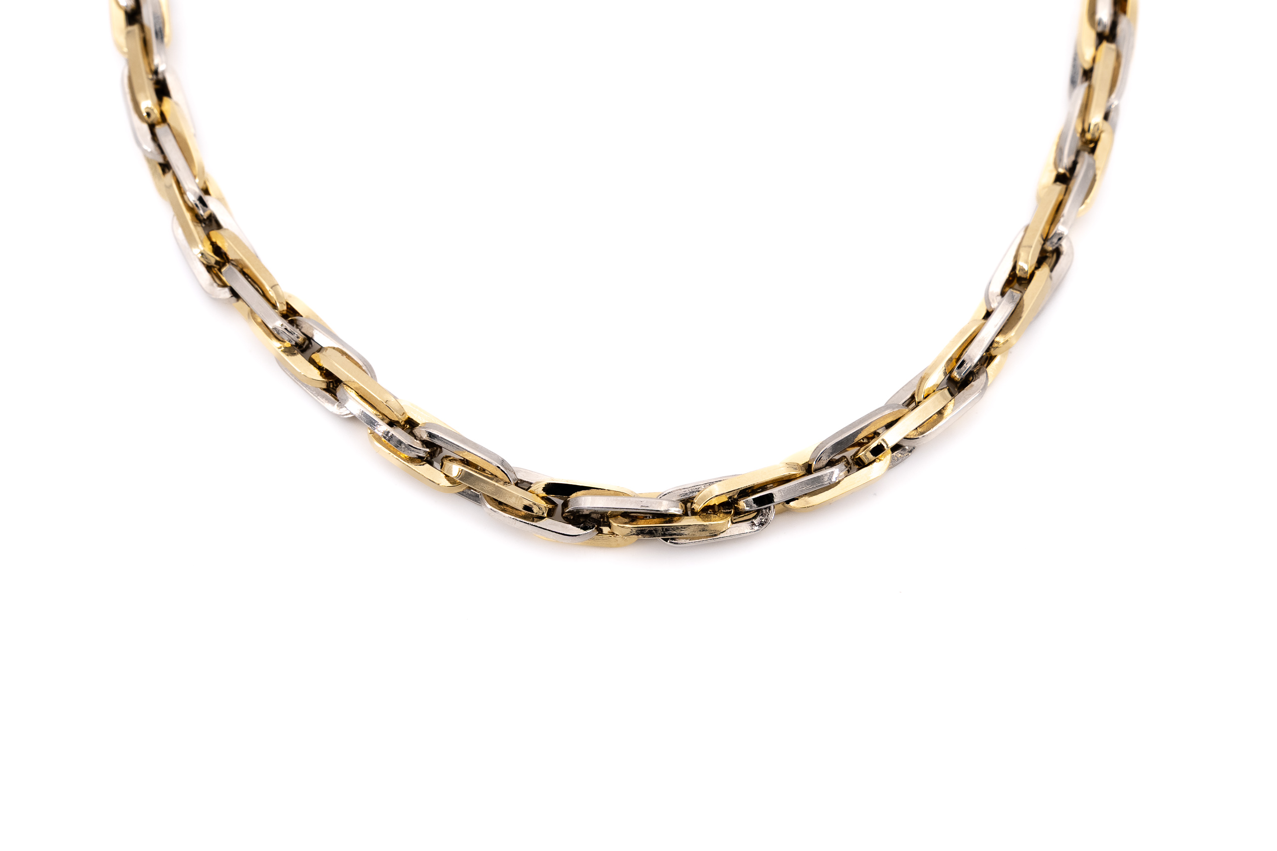 Collana corta alluminio catena bicolor intrecciata lucida