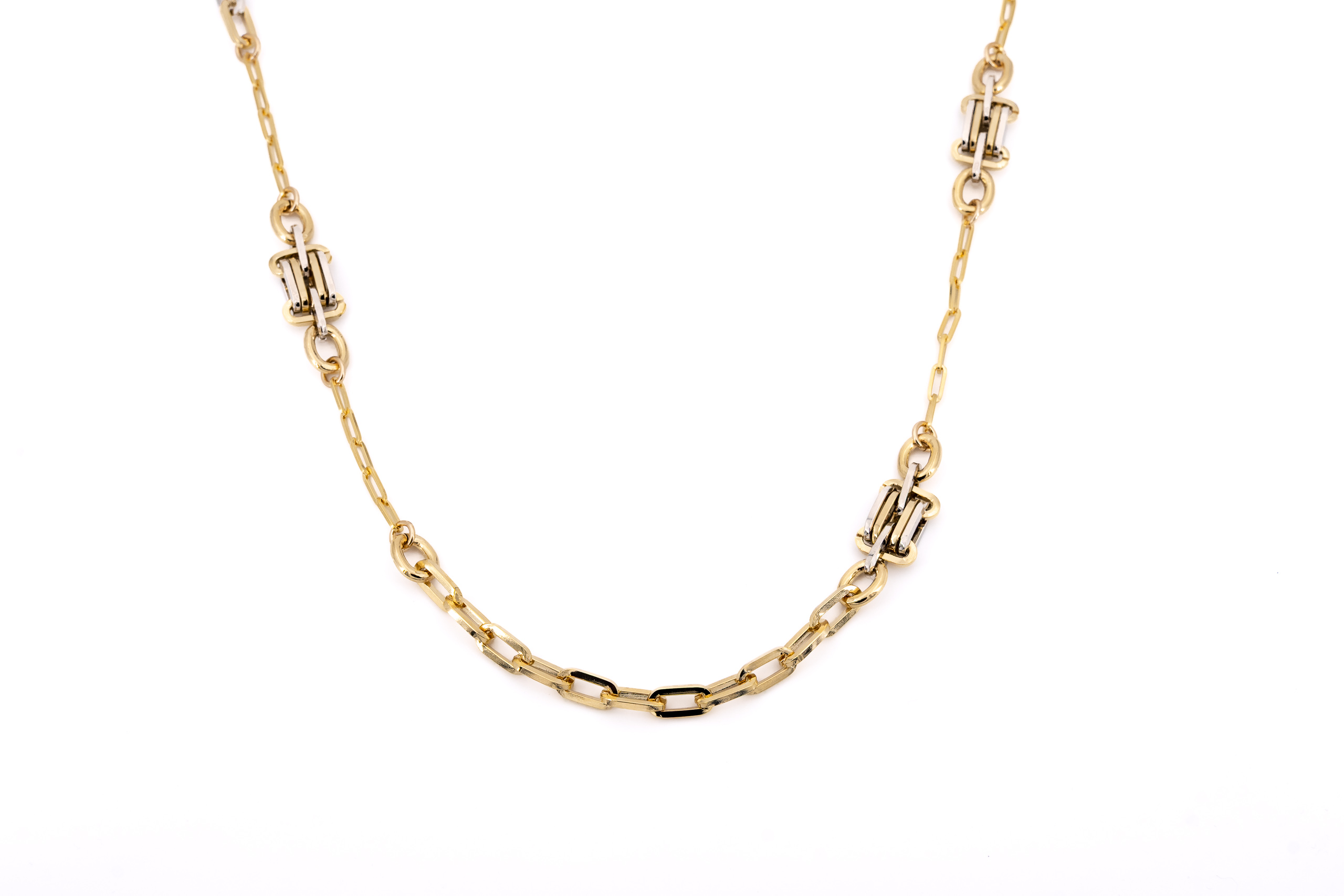 Collana lunga alluminio catena quadri bicolor lucidi