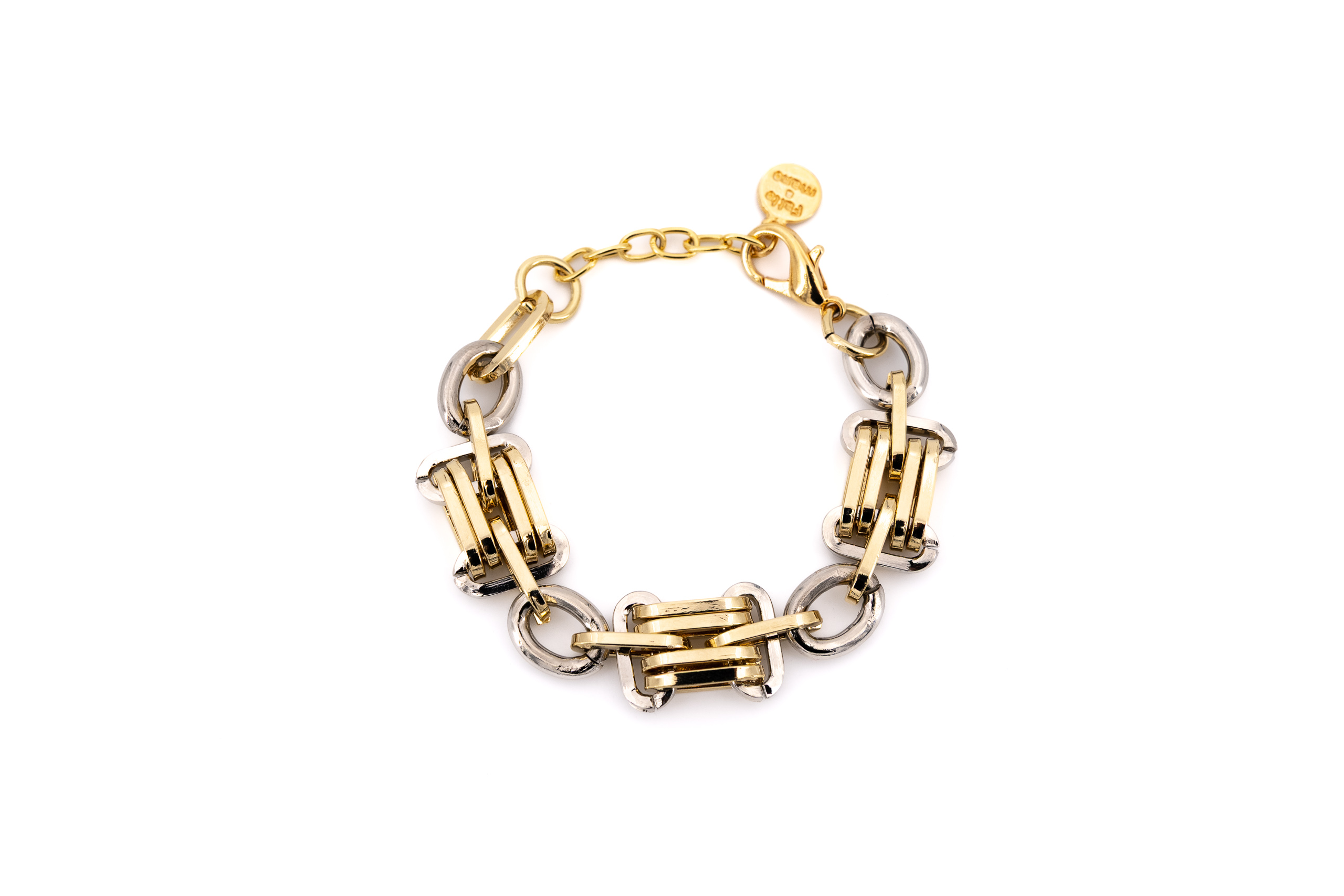 Bracciale alluminio catena quadri bicolor lucidi