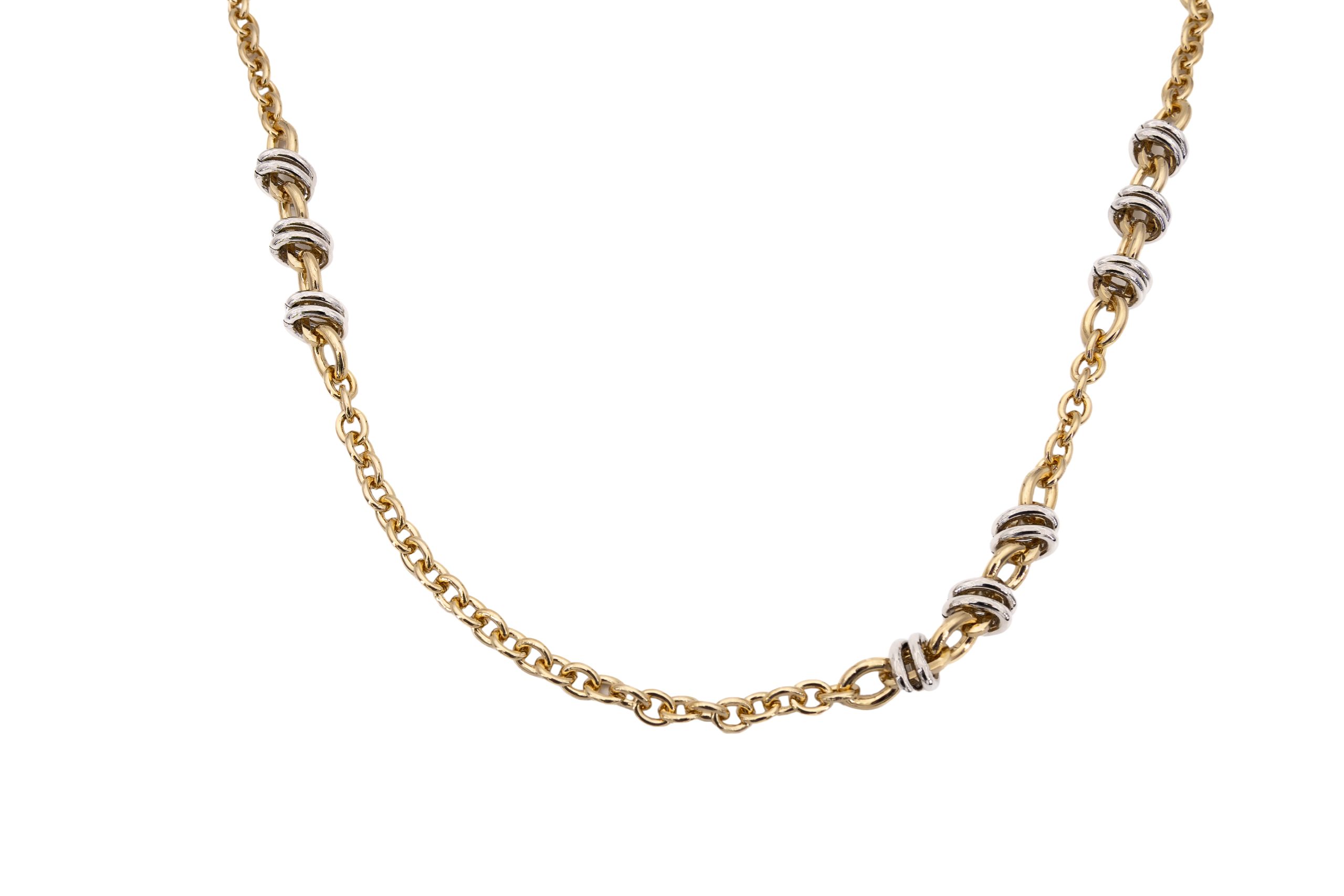 Collana lunga alluminio catena con anelli bicolor lucidi