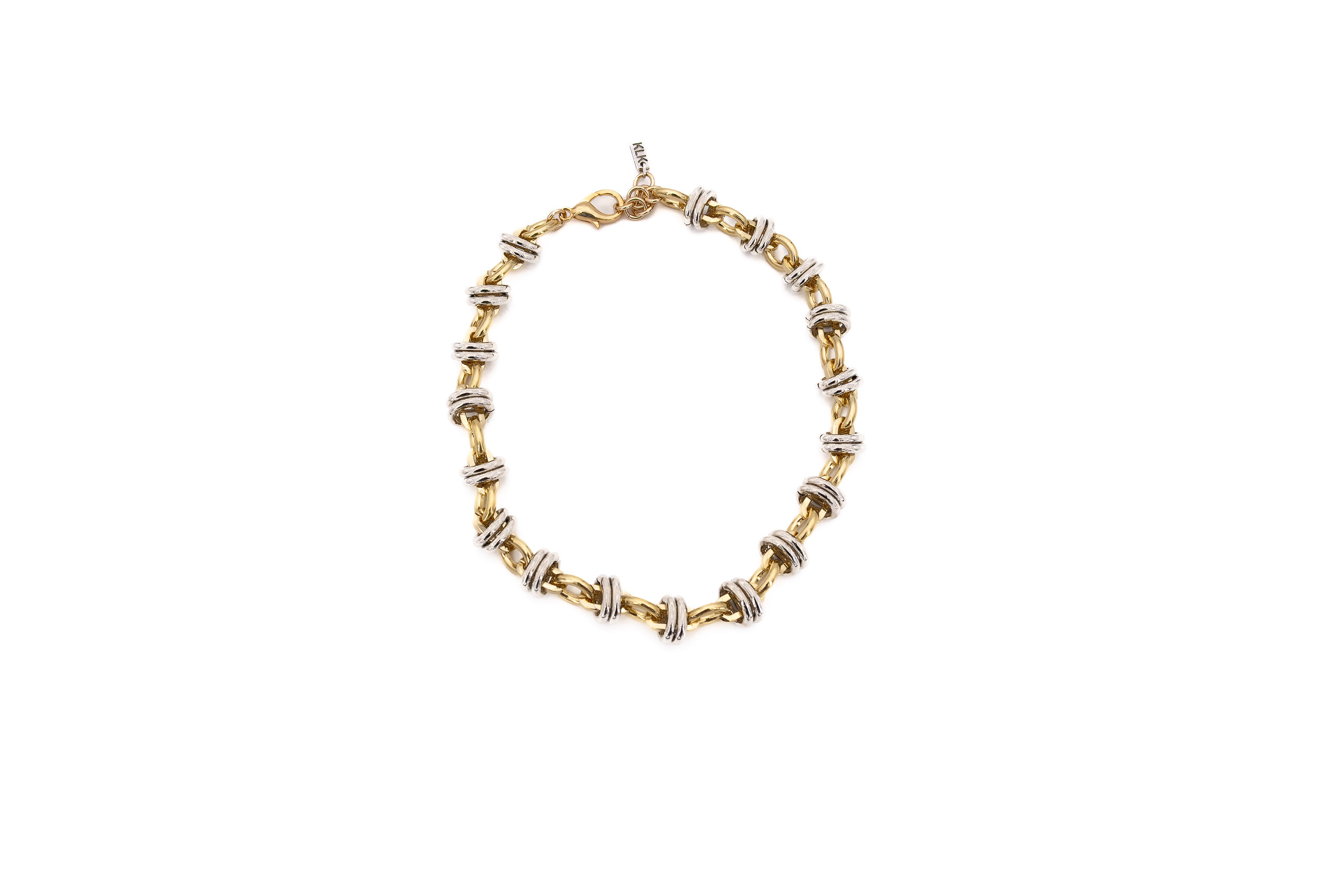 Bracciale alluminio catena con anelli bicolor lucidi