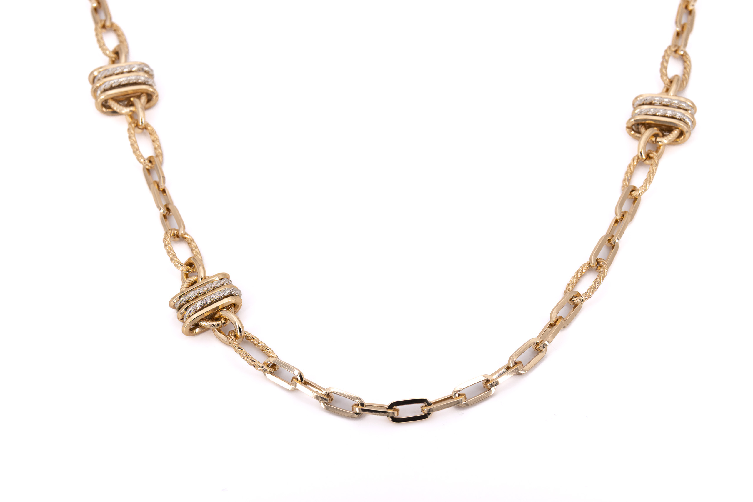 Collana lunga alluminio catena bicolor intreccio