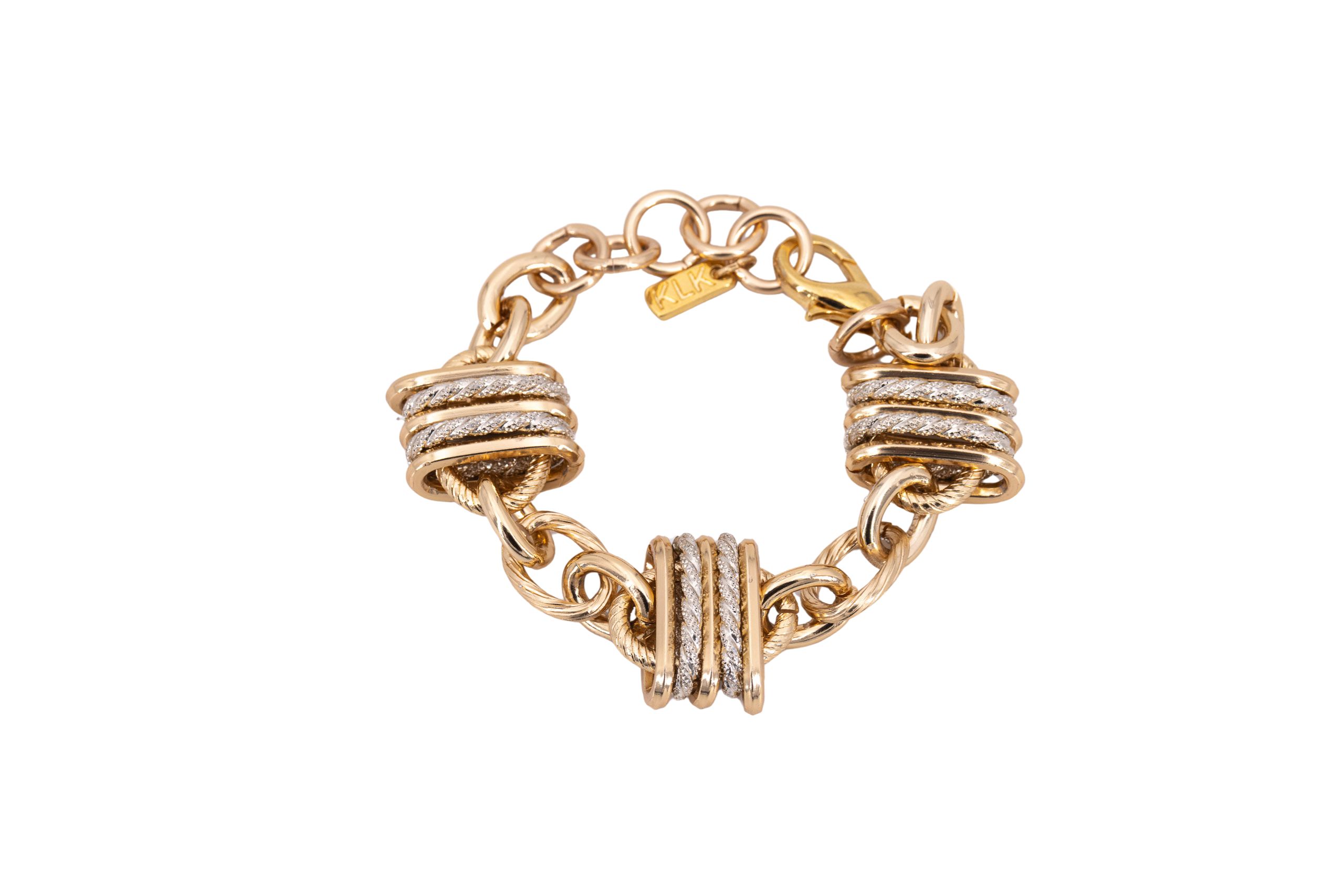 Bracciale alluminio catena bicolor intreccio