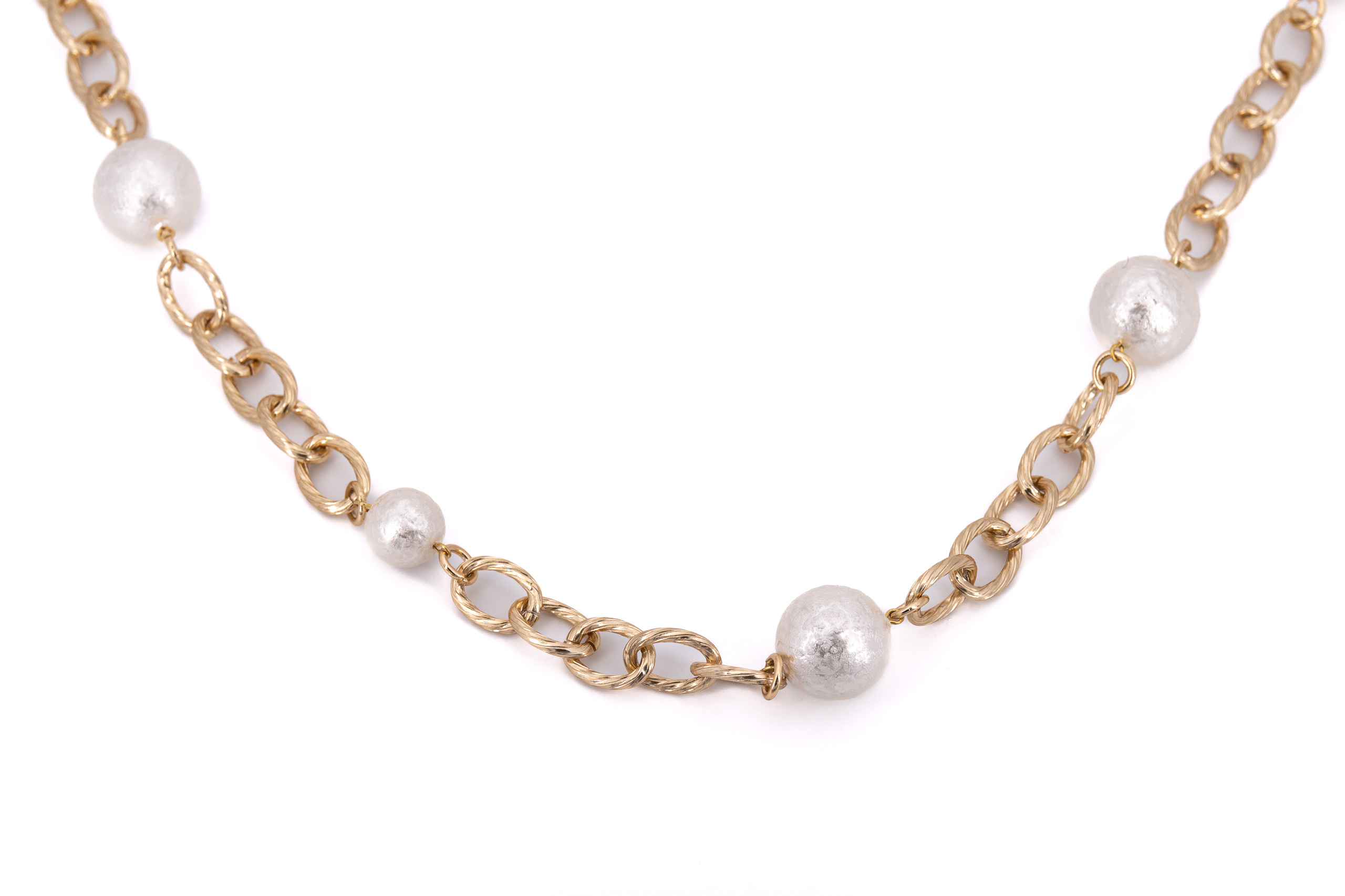 Collana lunga alluminio catena sfere in resina