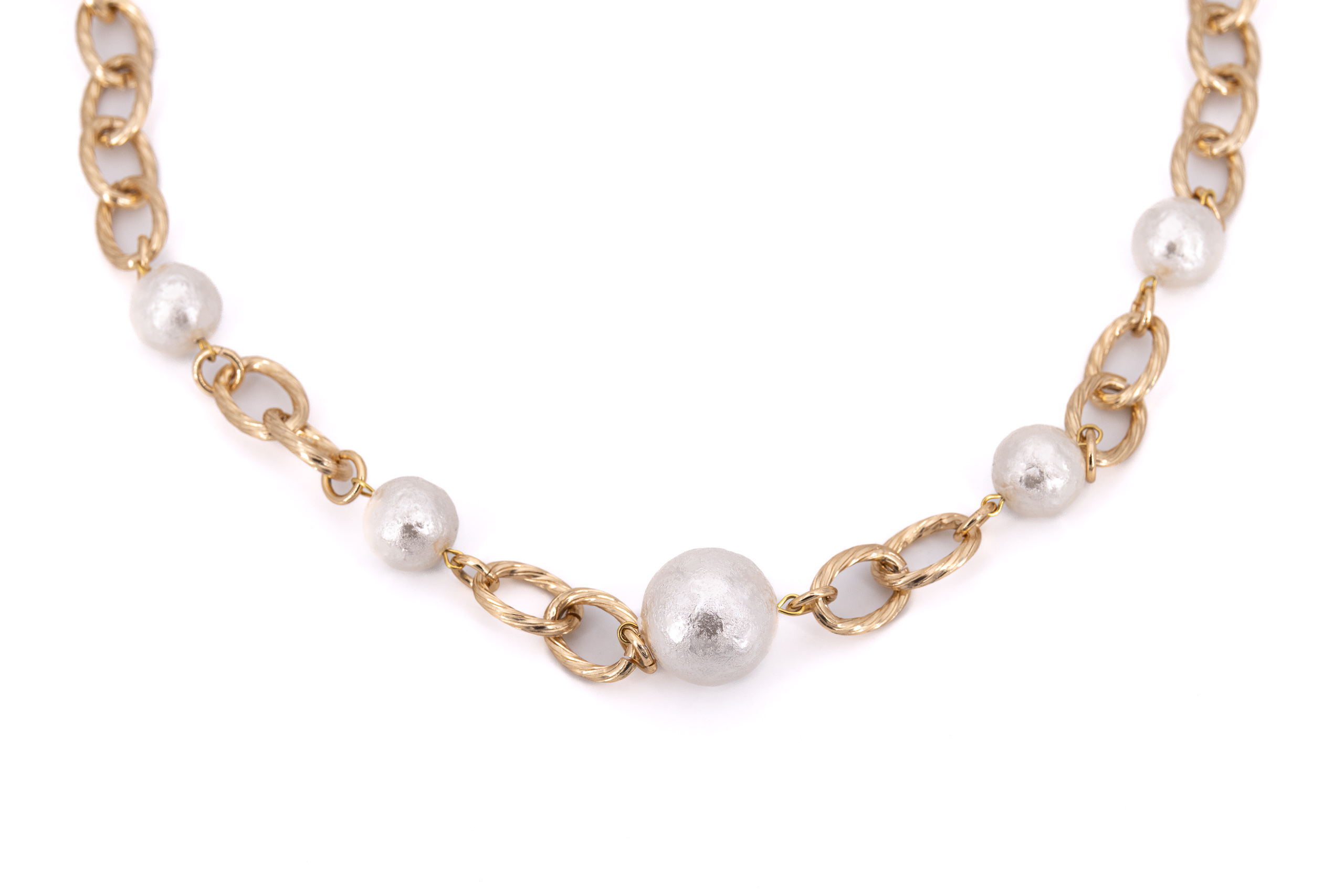 Collana corta alluminio catena sfere in resina