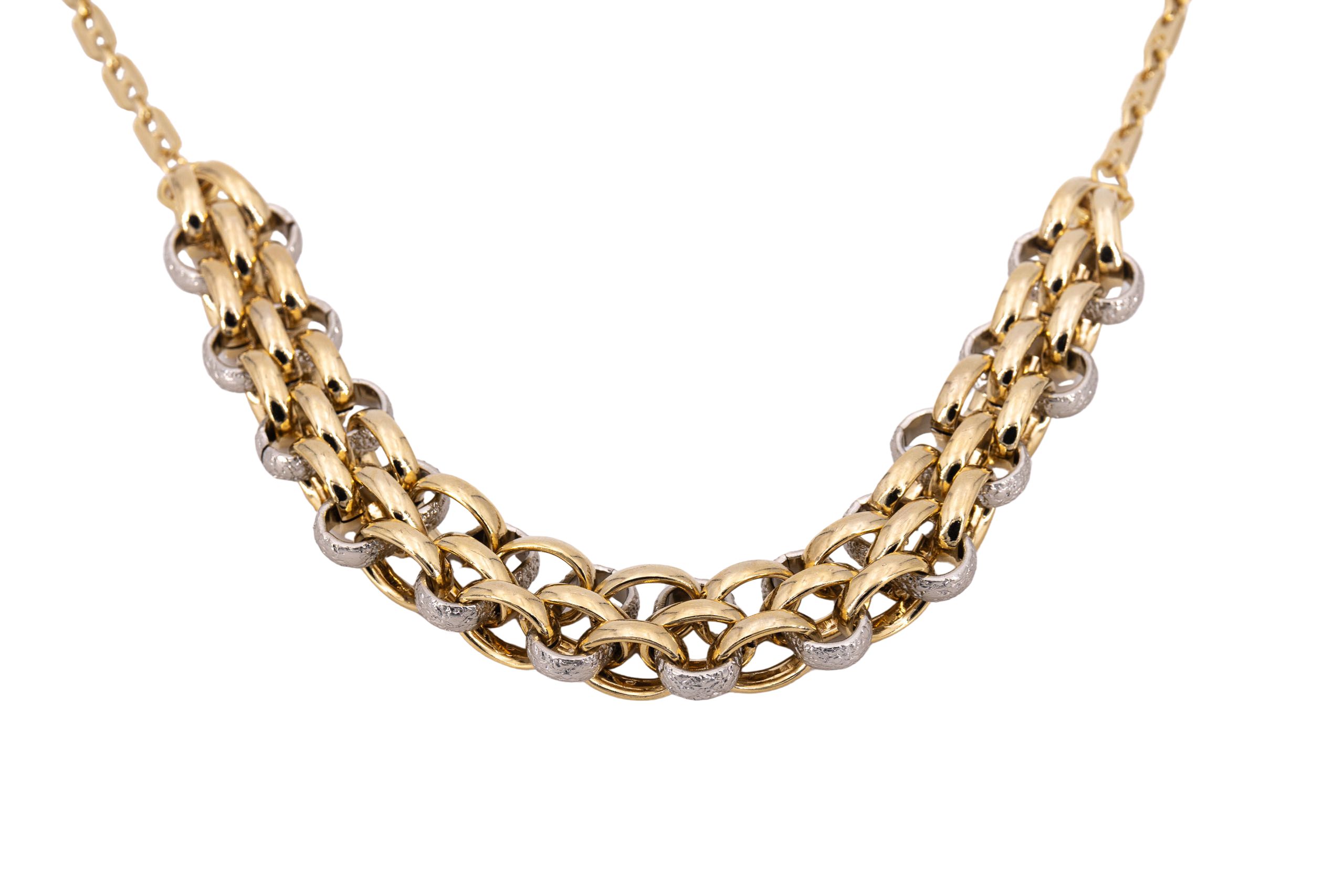 Collana corta alluminio catena con anelli intreccio bicolor